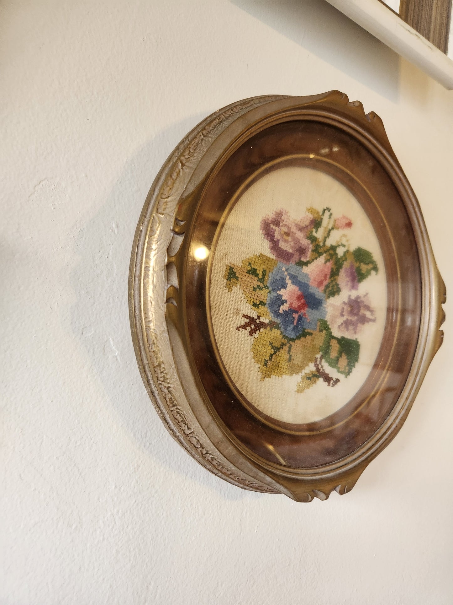 Round Floral Needlepoint