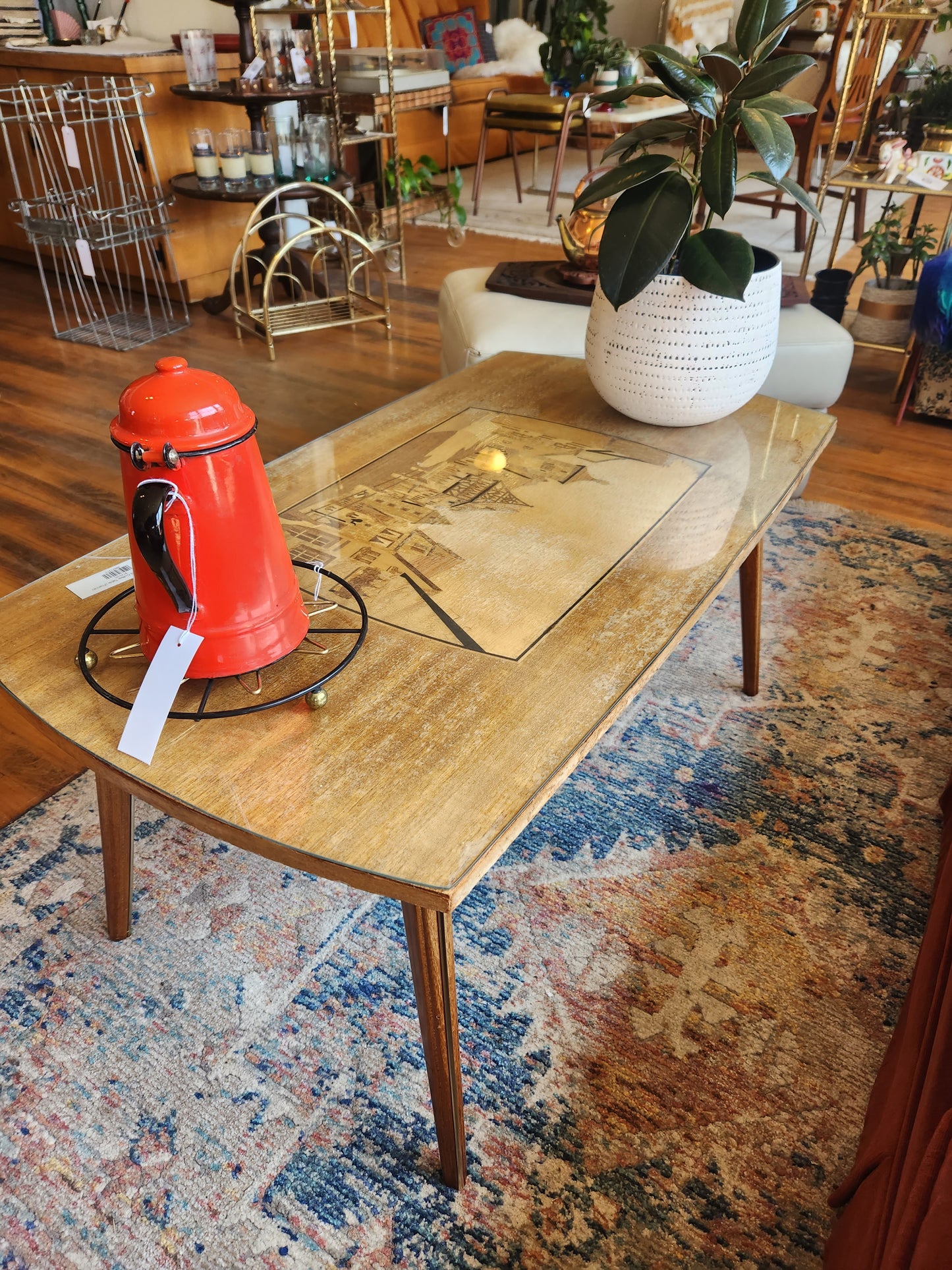 Vintage Inlaid Coffee Table (France)