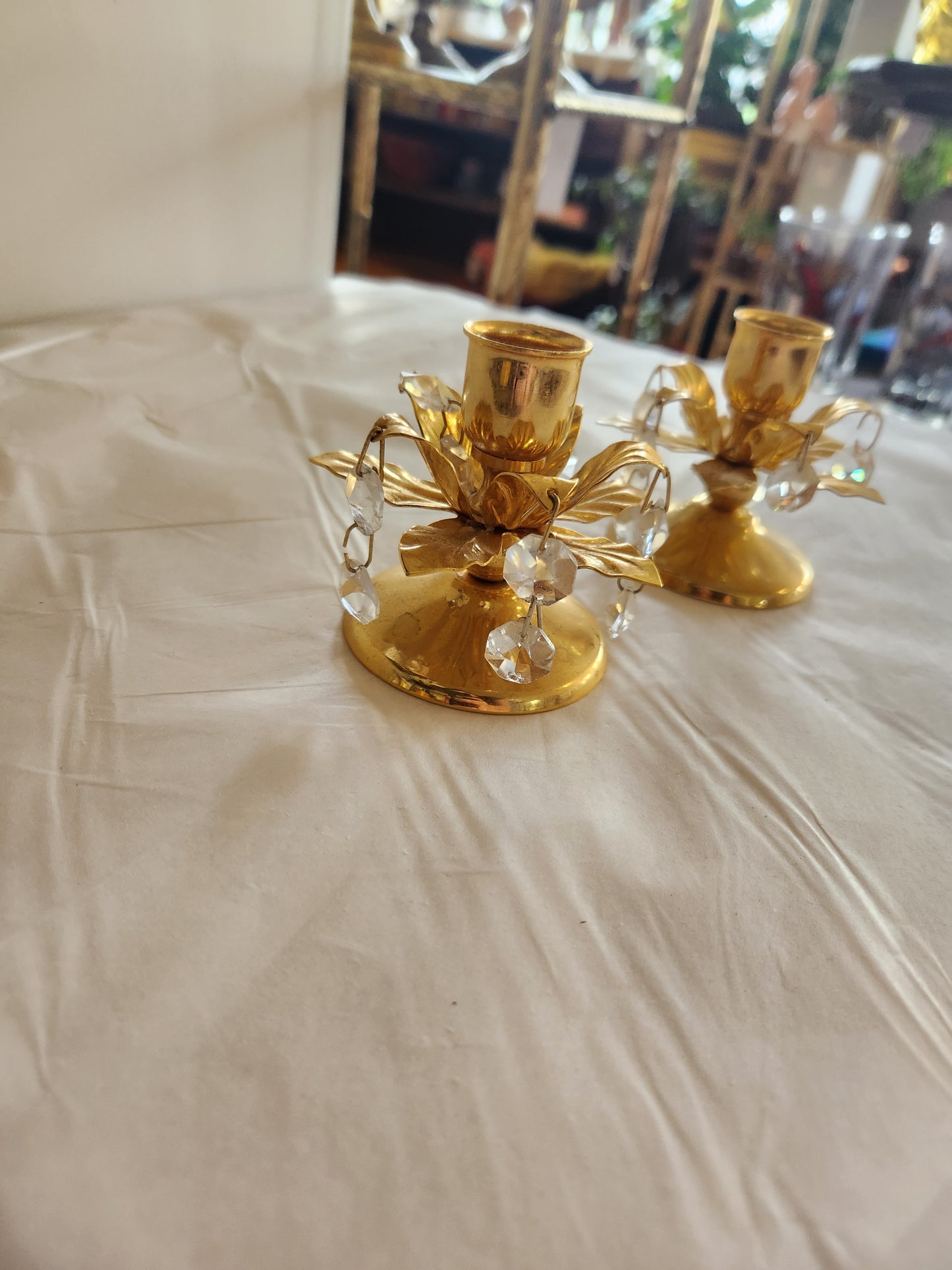 Metal Candle Holders with Crystals