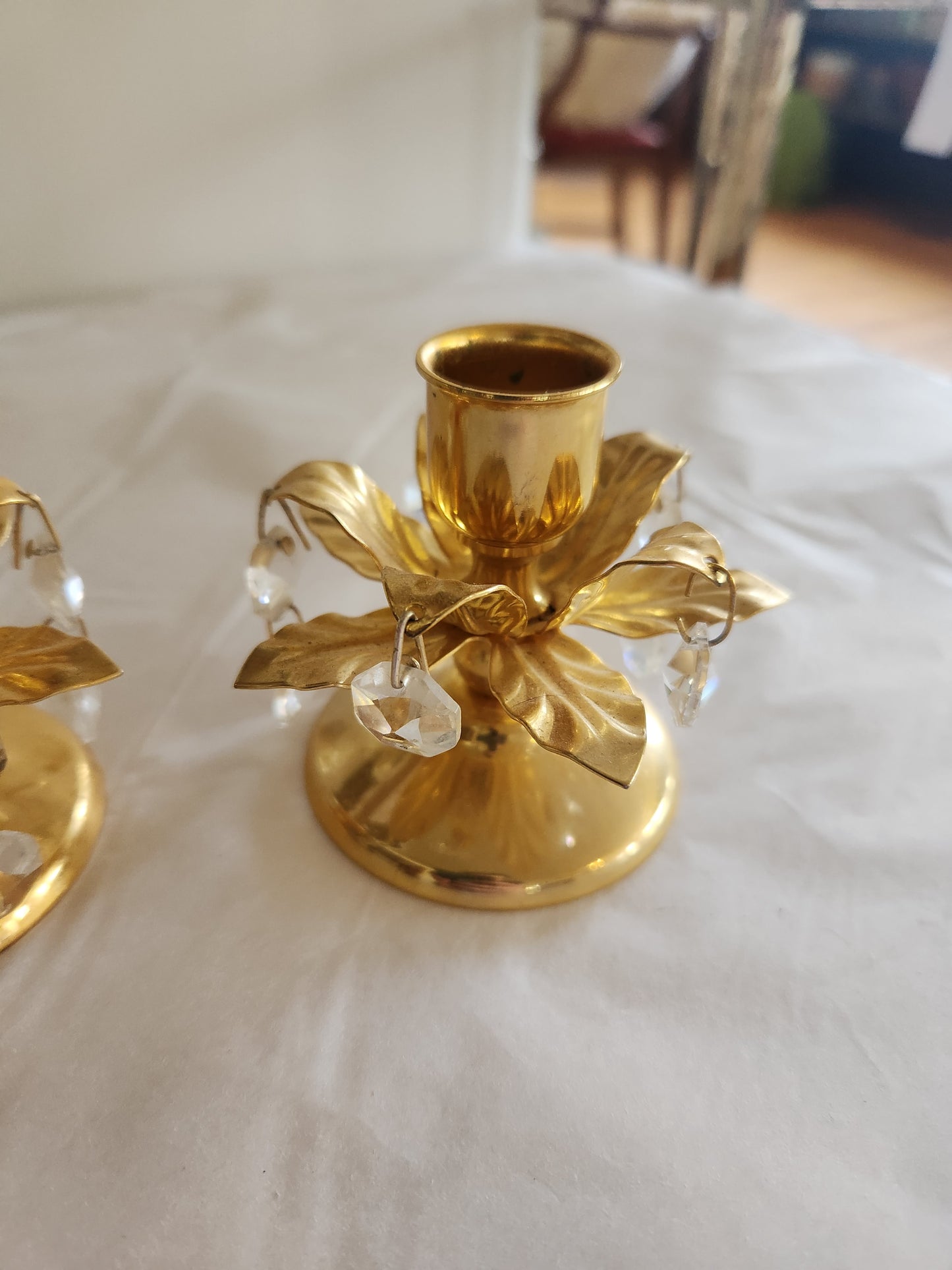 Metal Candle Holders with Crystals