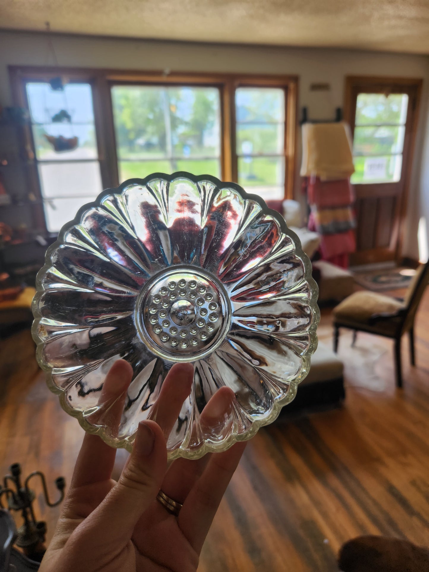 Clear Glass Flower Bowl