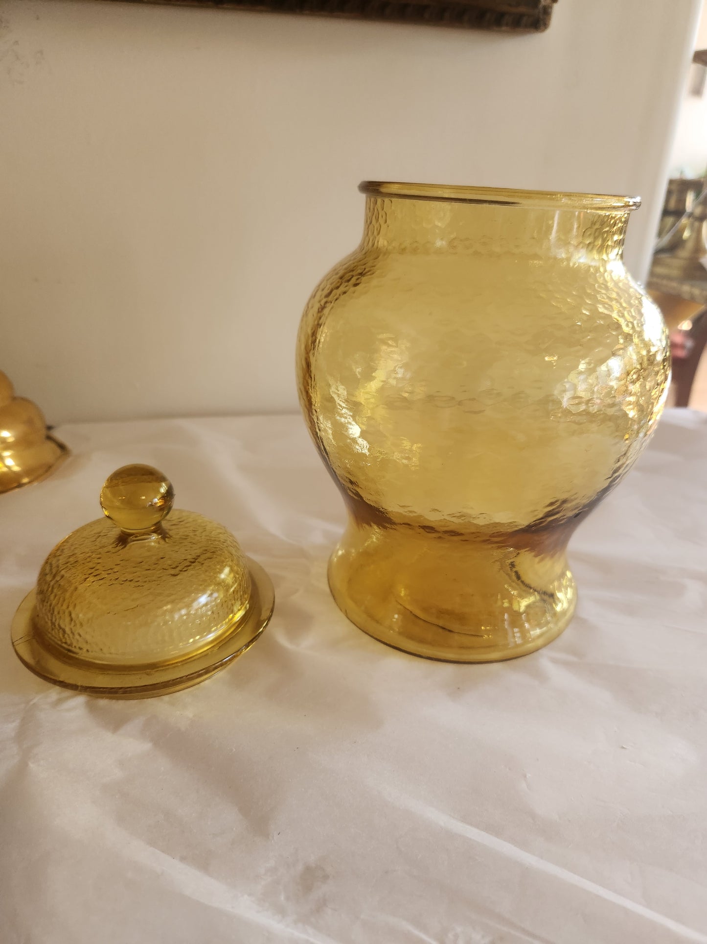 Yellow Glass Lidded Vase