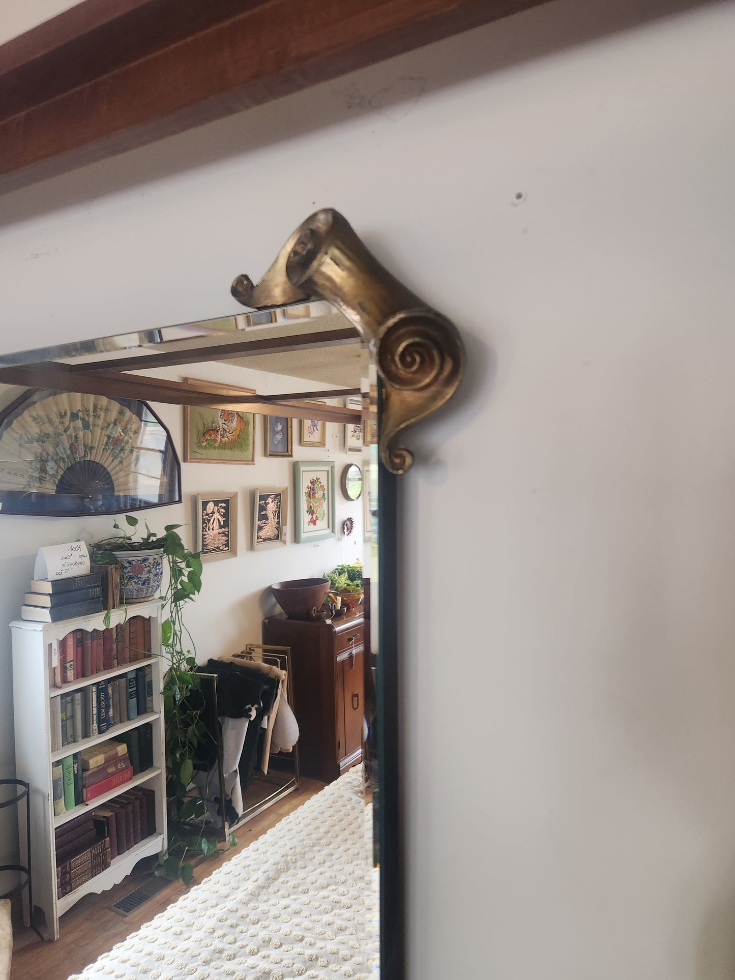 Large Brass Edge Scroll Mirror