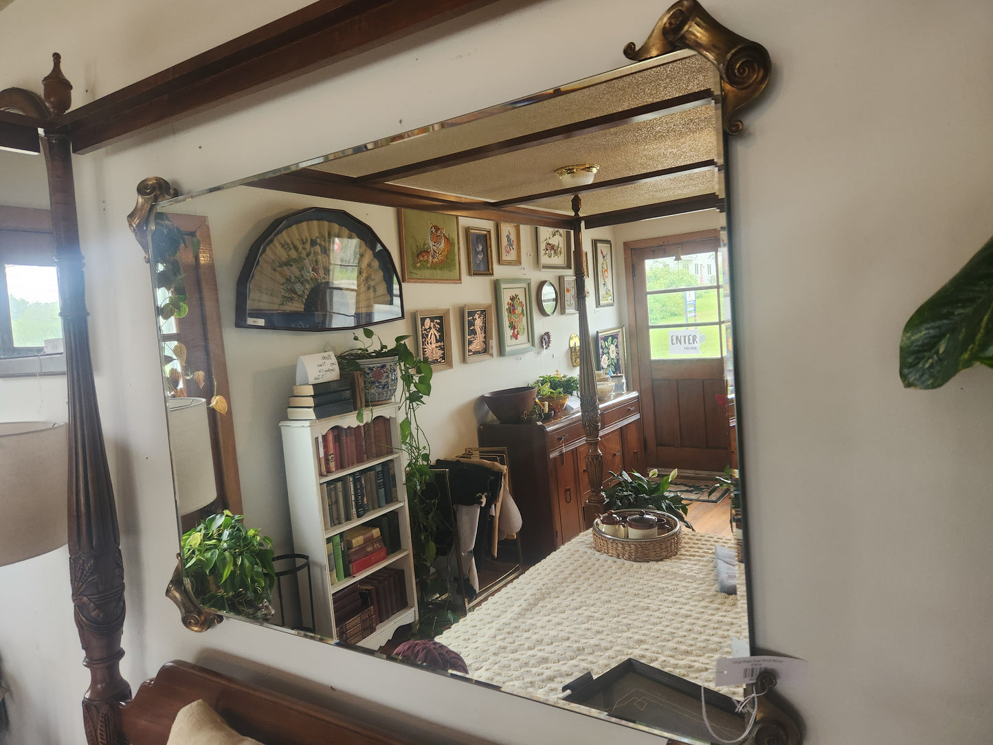 Large Brass Edge Scroll Mirror