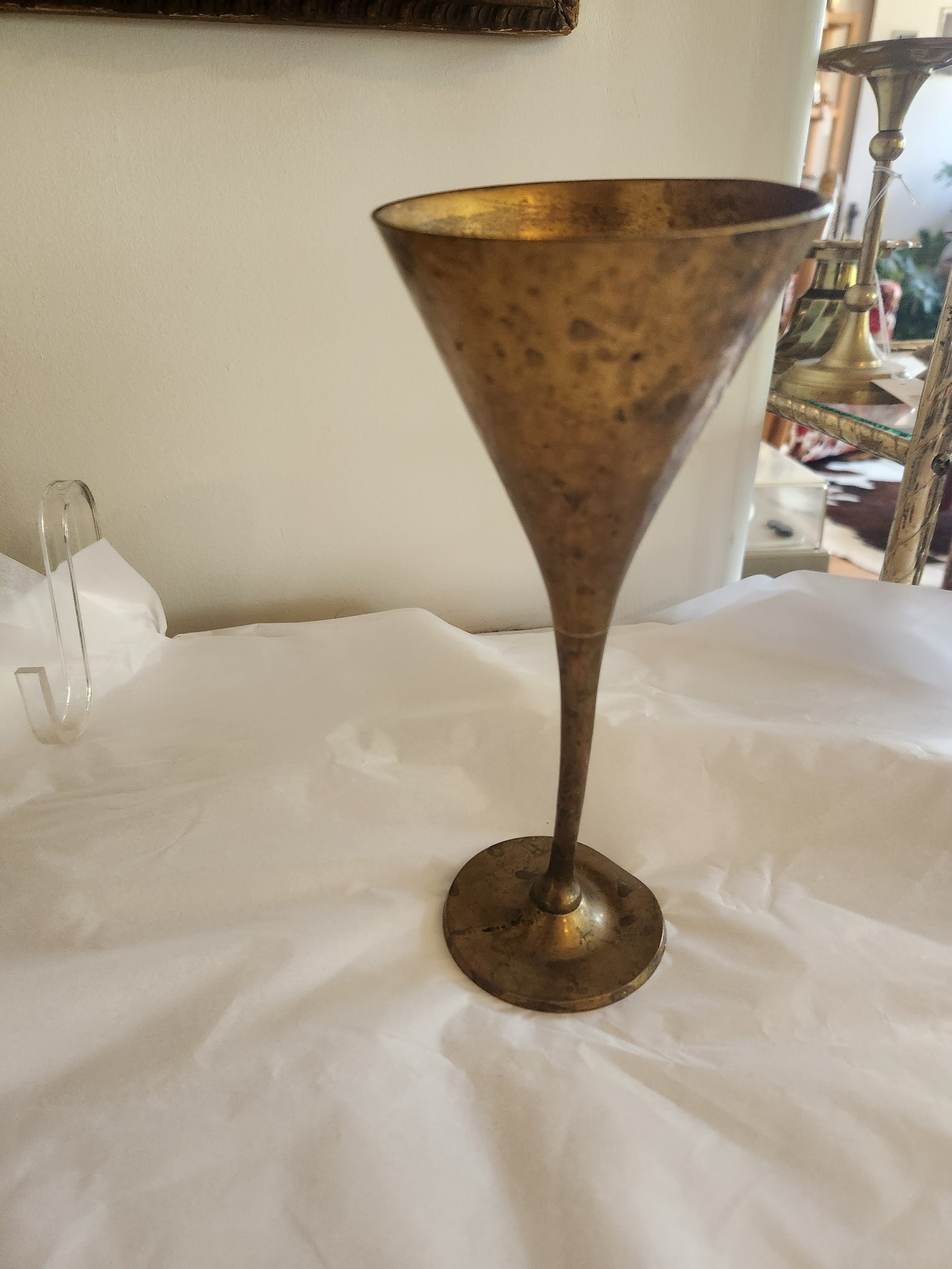 Hammered Brass Wine Flute