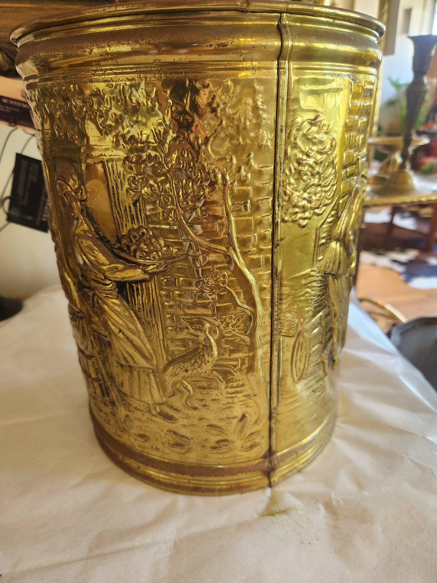 Embossed Brass Plant Pot