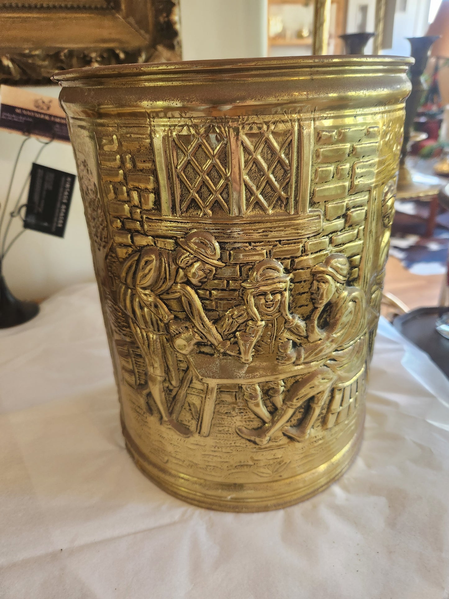 Embossed Brass Plant Pot