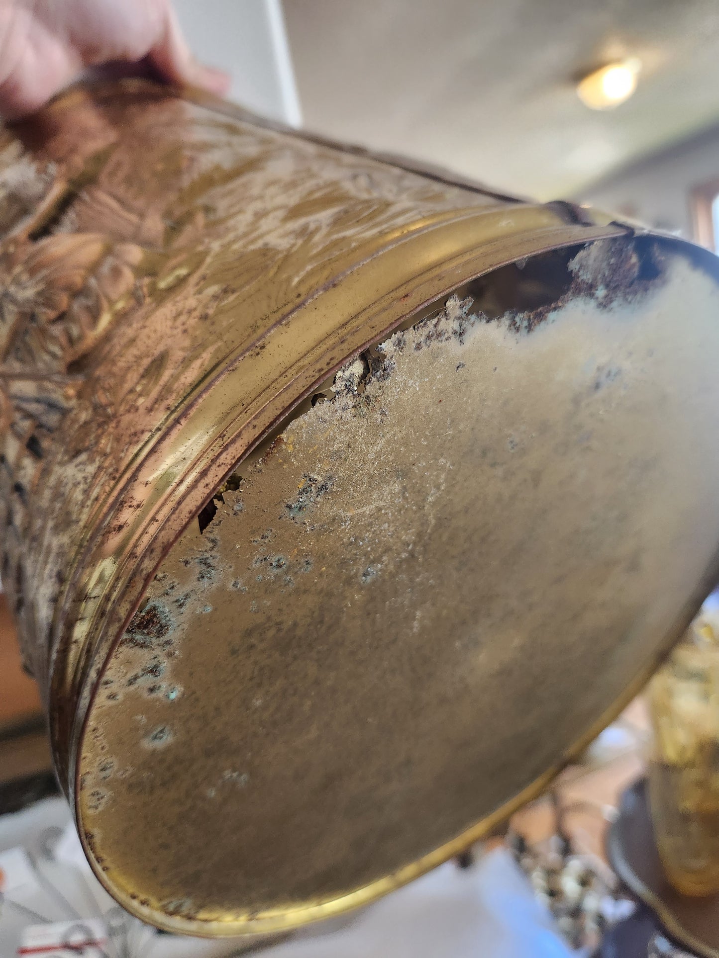 Embossed Brass Plant Pot