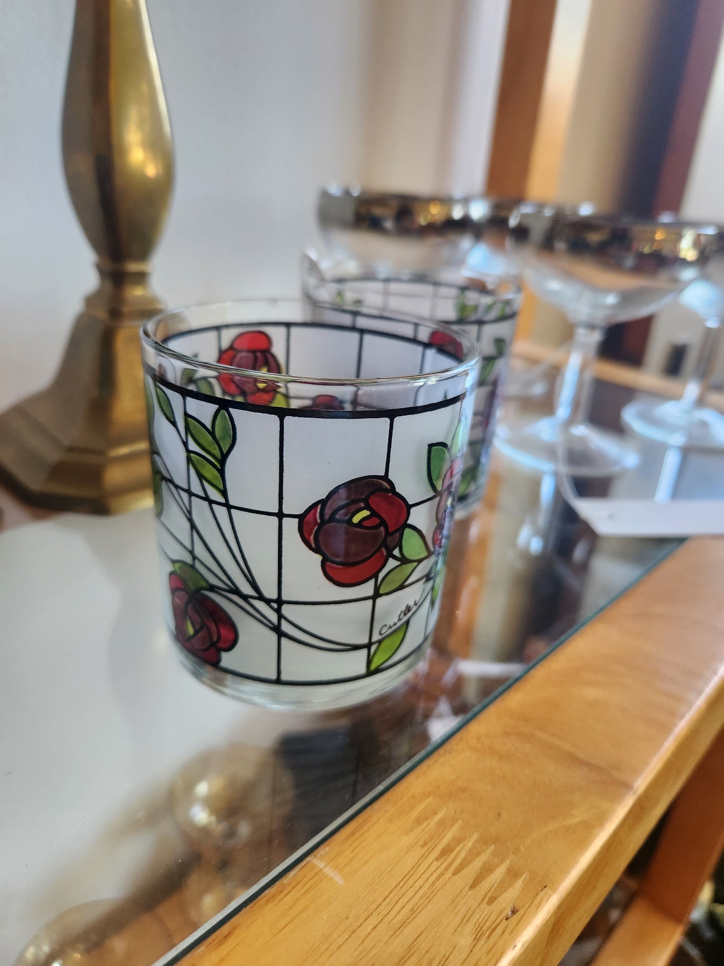 Cutler Red Rose Drinking Glasses (2)