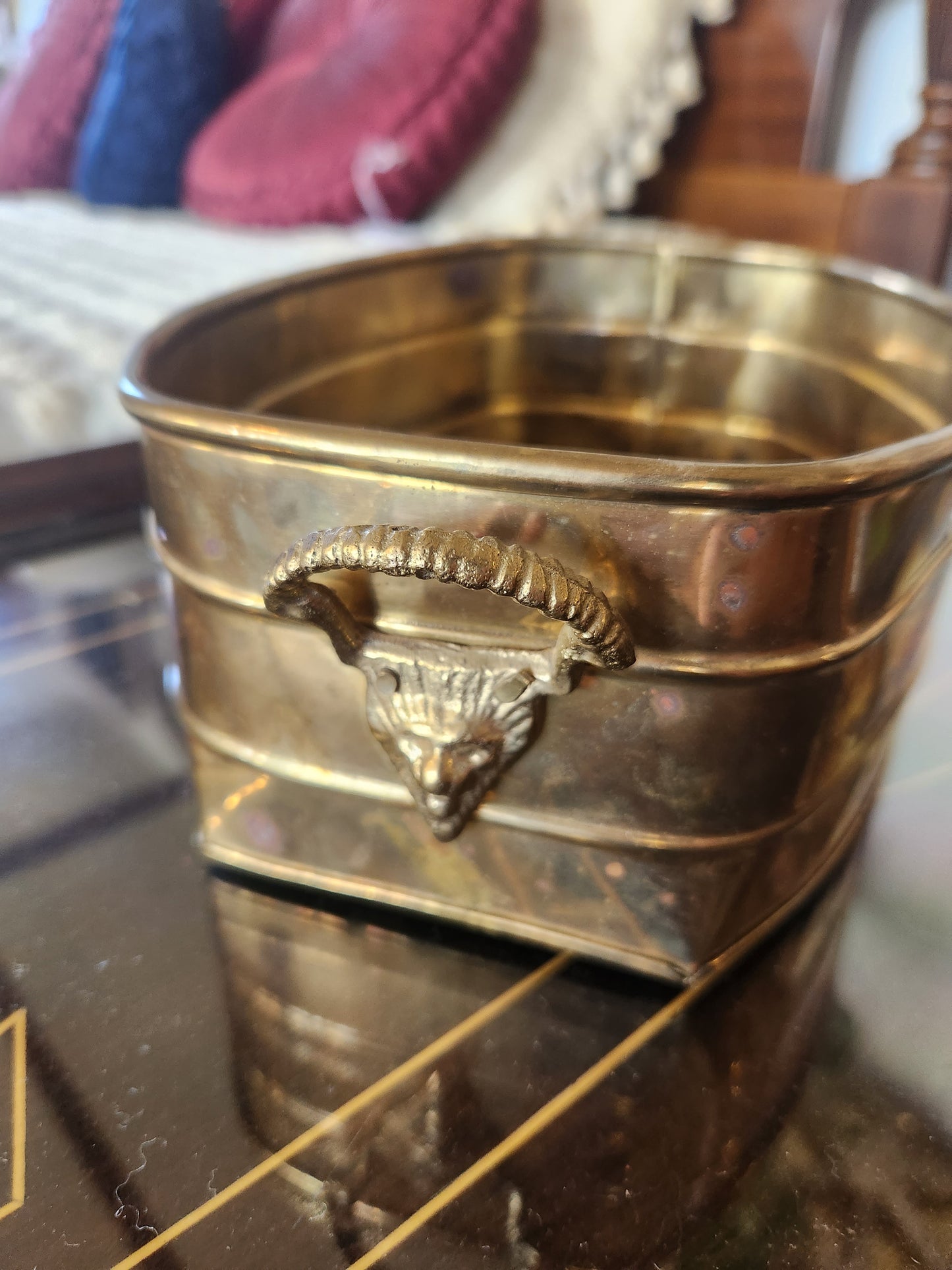 Large Brass Lionhead Catchall