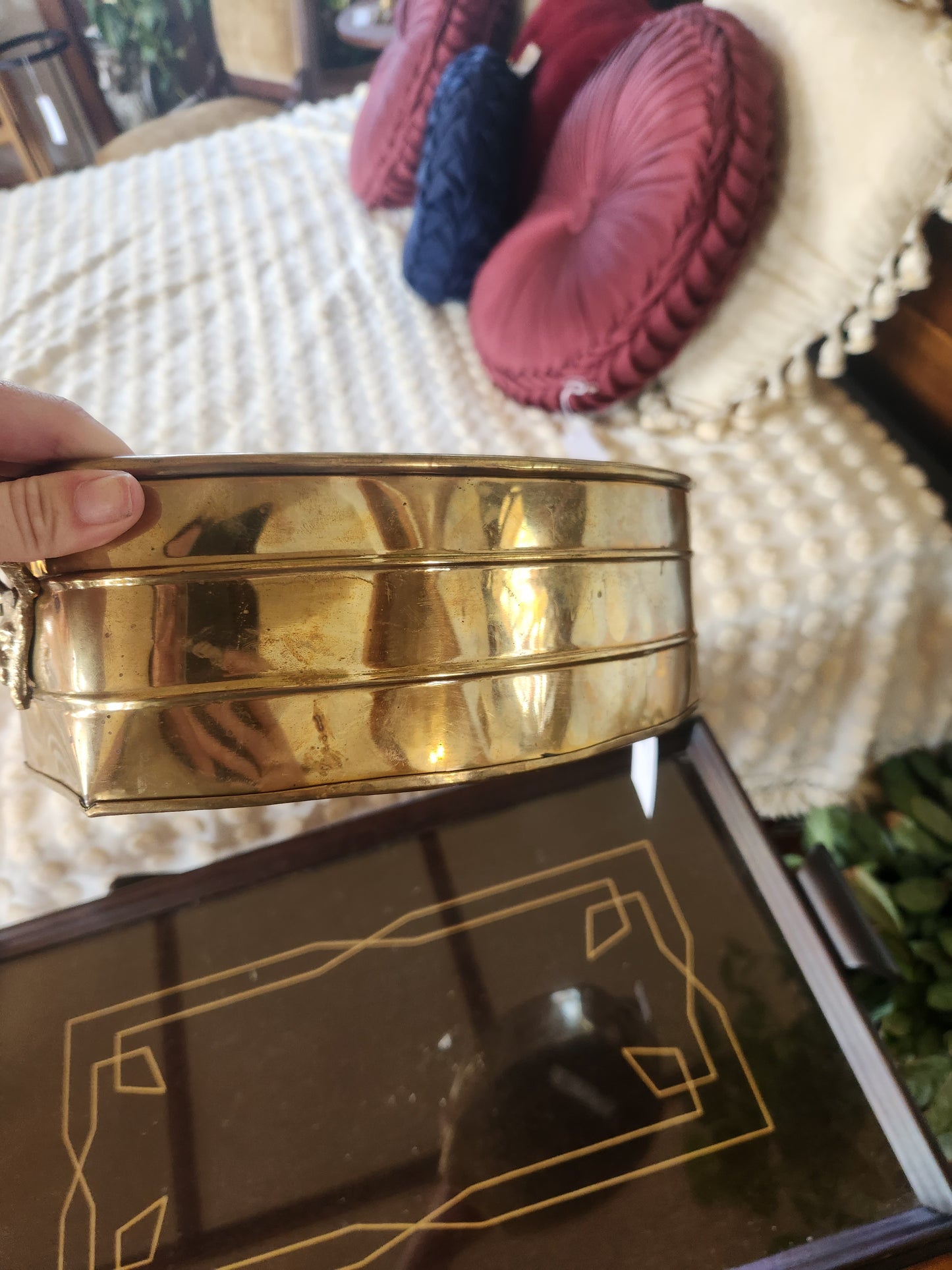Large Brass Lionhead Catchall