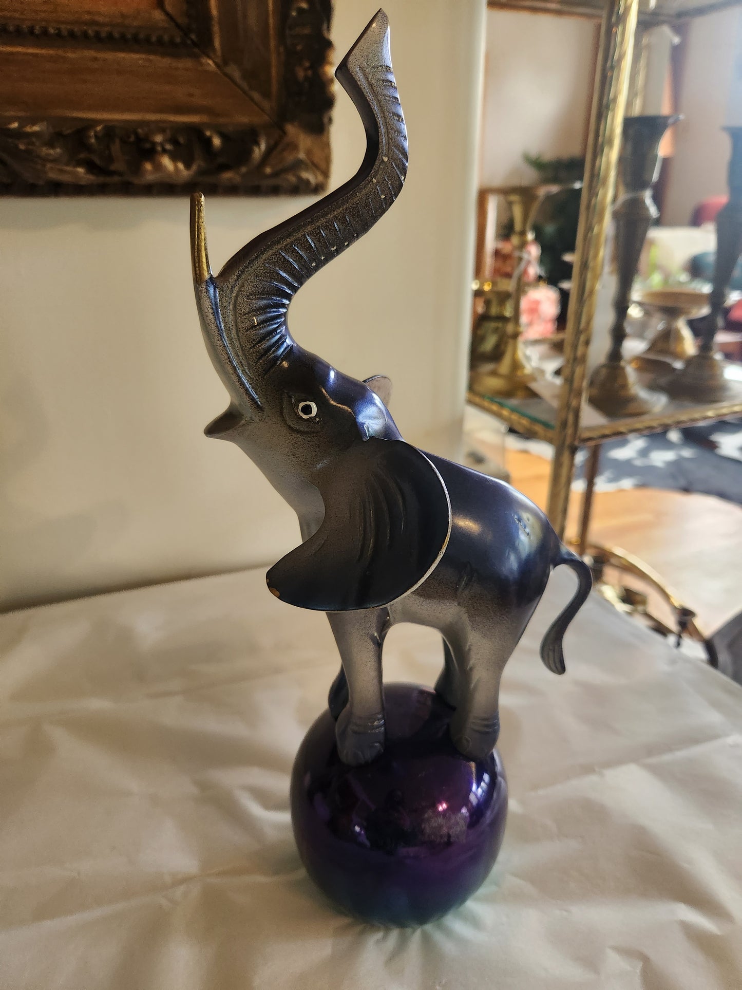 Painted Brass Circus Elephant