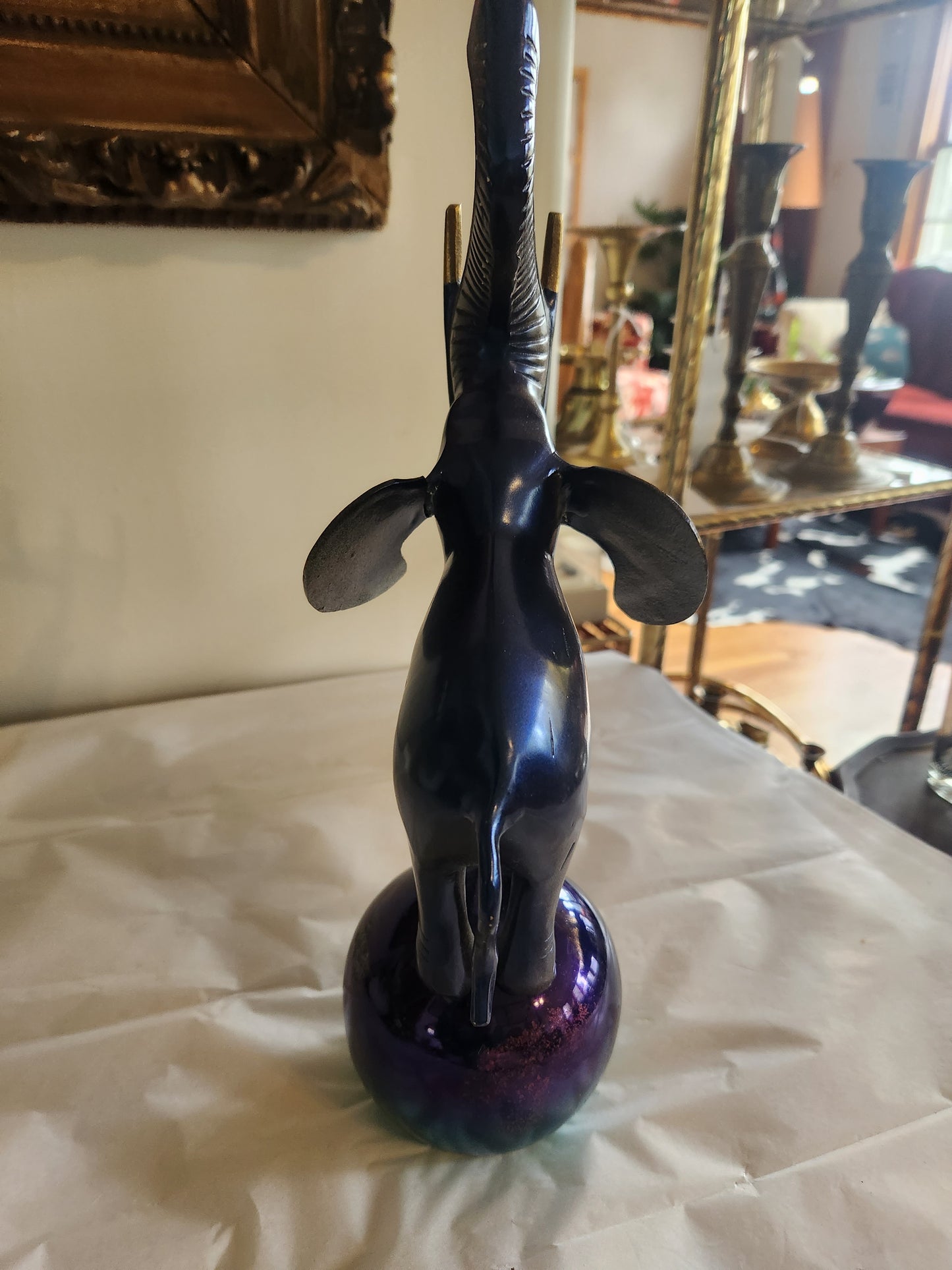 Painted Brass Circus Elephant