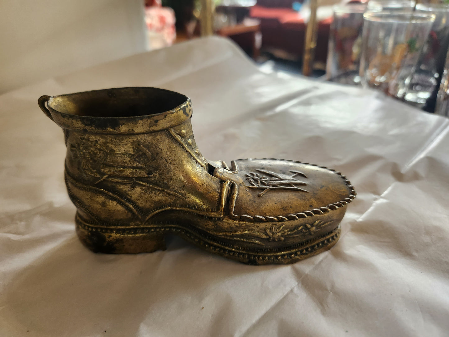 Brass Boot Cigarette Holder/Ashtray