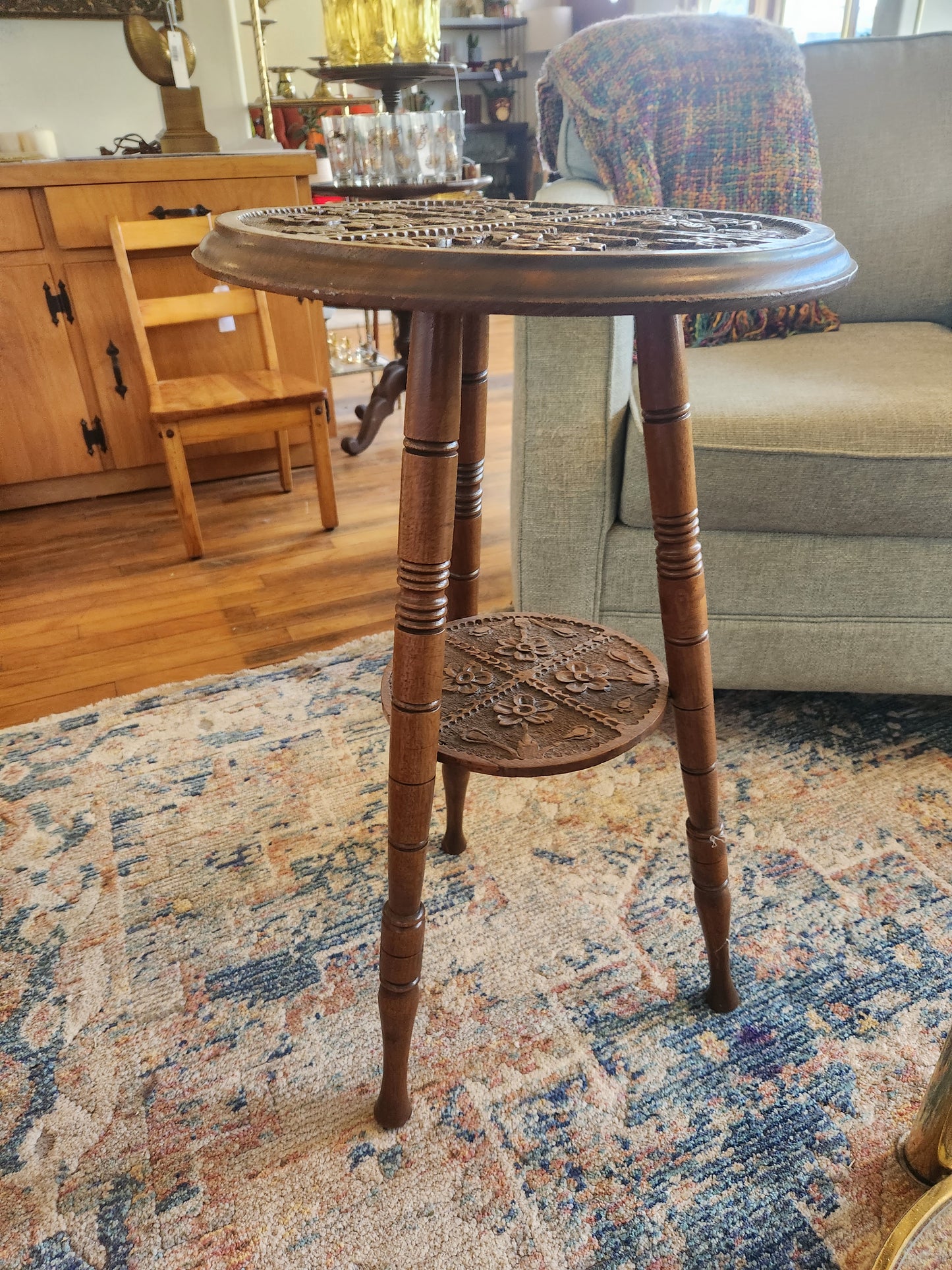 Ornate Carved Side Table/Plant Stand