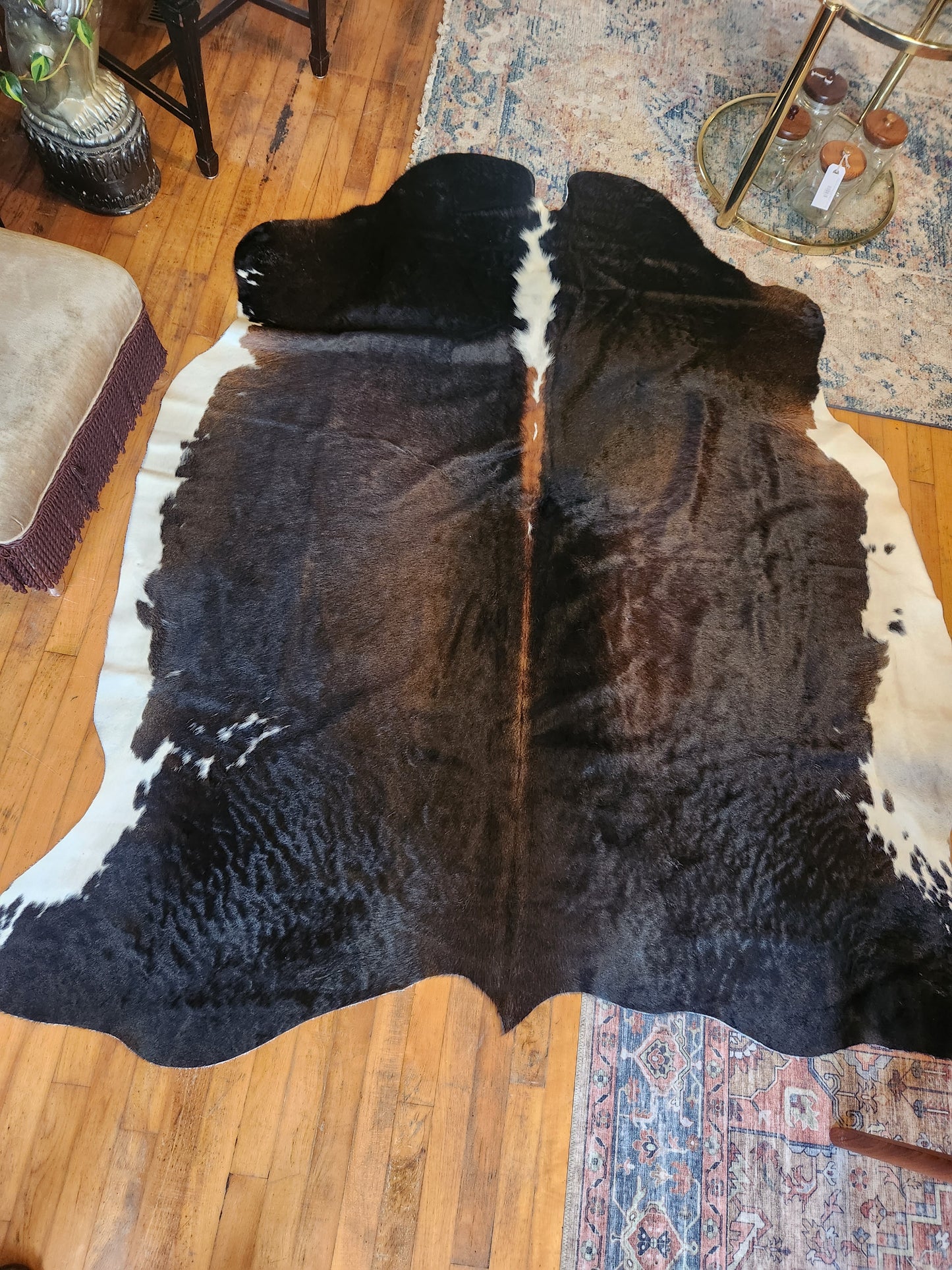 Dark Tricolor Cowhide Rug
