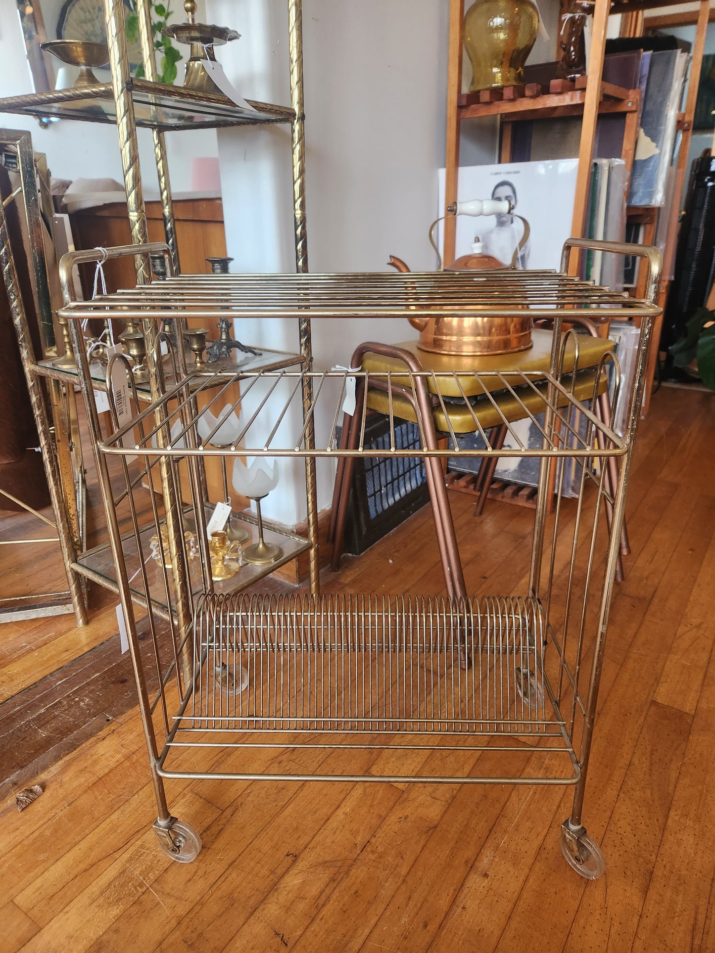 Brass Record Cart