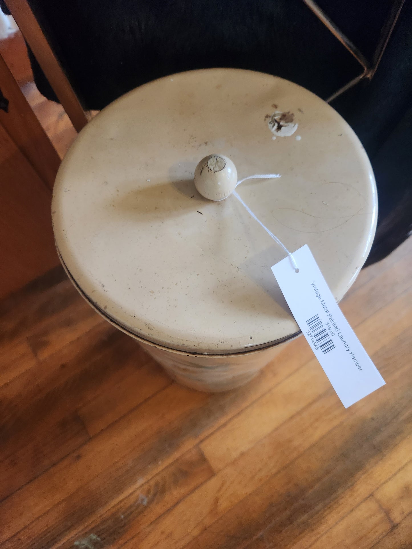 Vintage Metal Painted Laundry Hamper