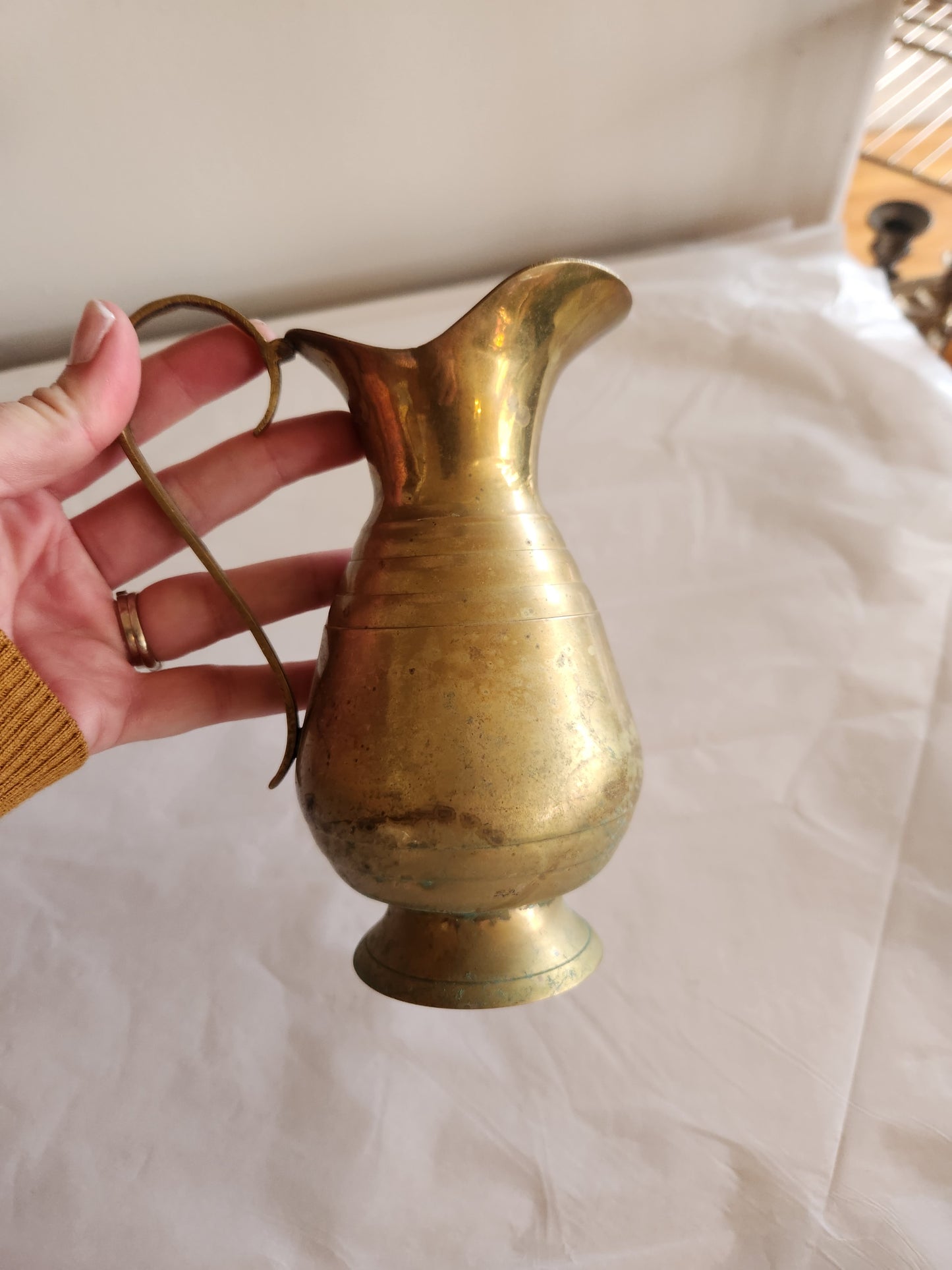 Ribbed Brass Jug
