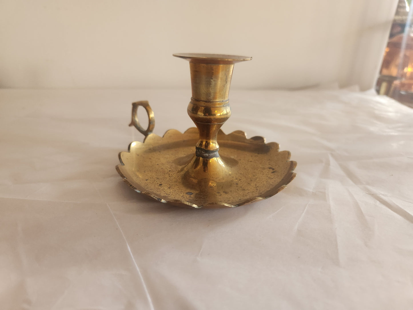 Scalloped Edge Brass Candle Holder