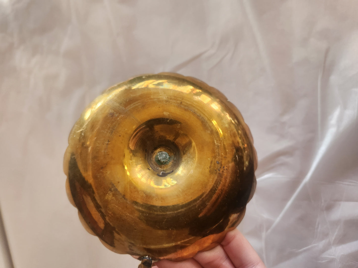Scalloped Edge Brass Candle Holder