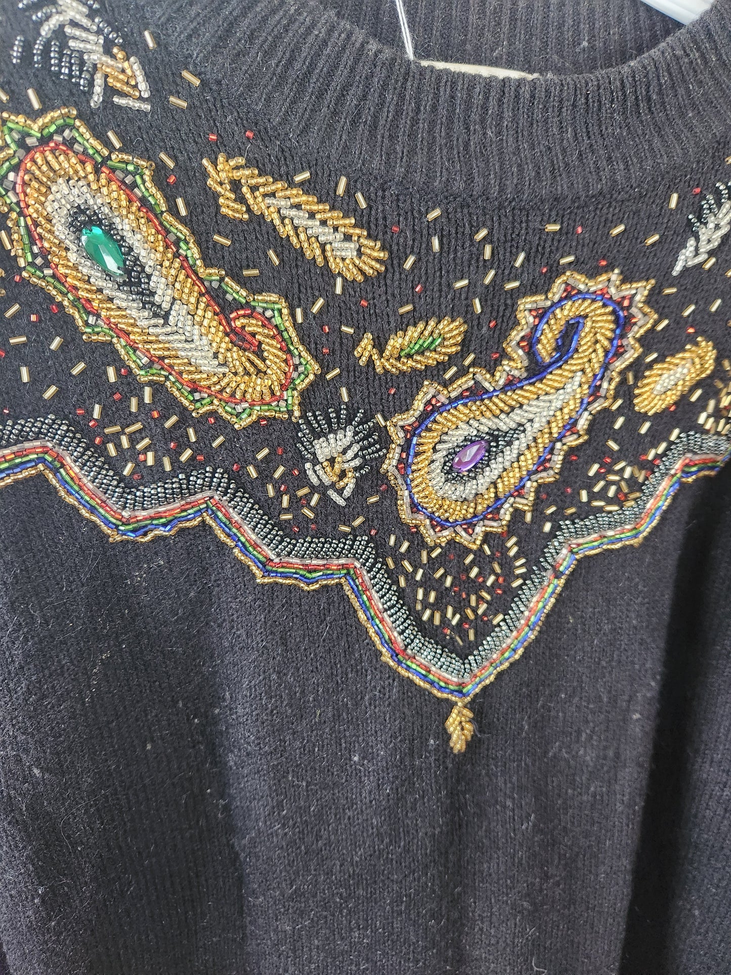 80s Beaded Acrylic Sweater (M)