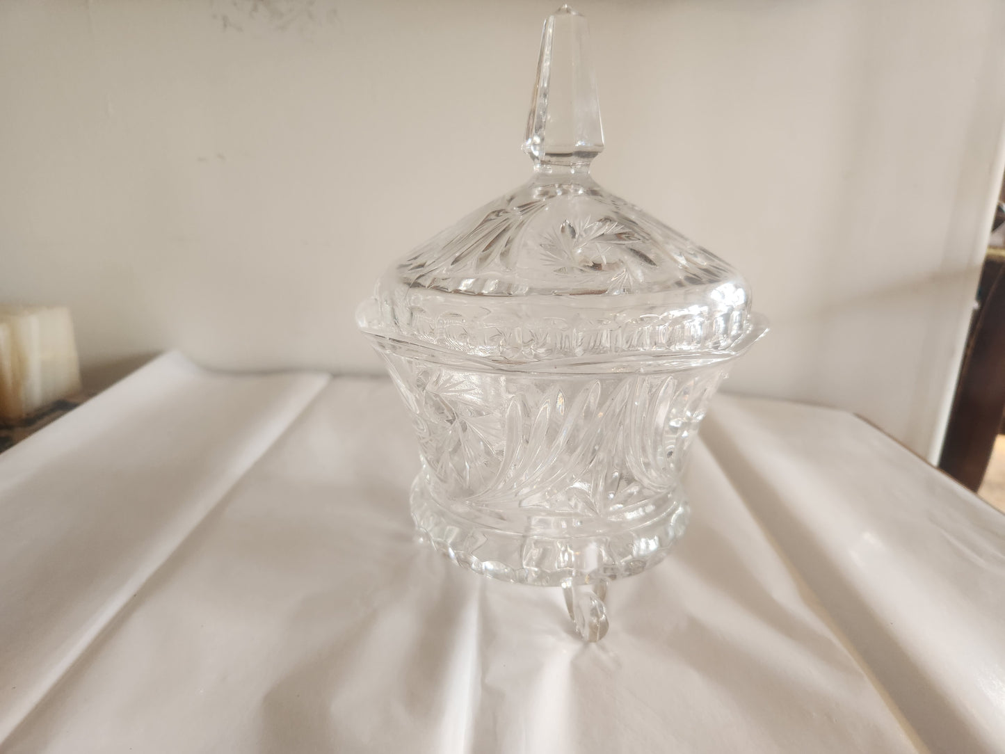Footed Pinwheel Crystal Candy Dish