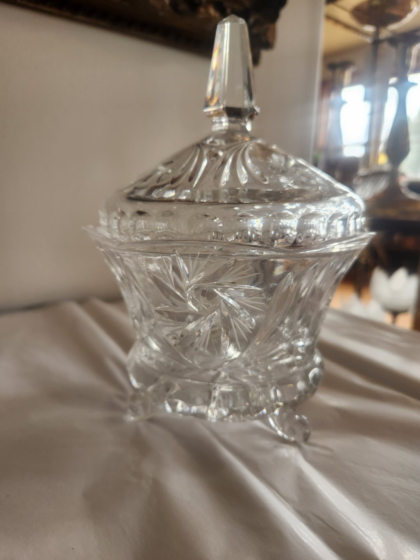 Footed Pinwheel Crystal Candy Dish