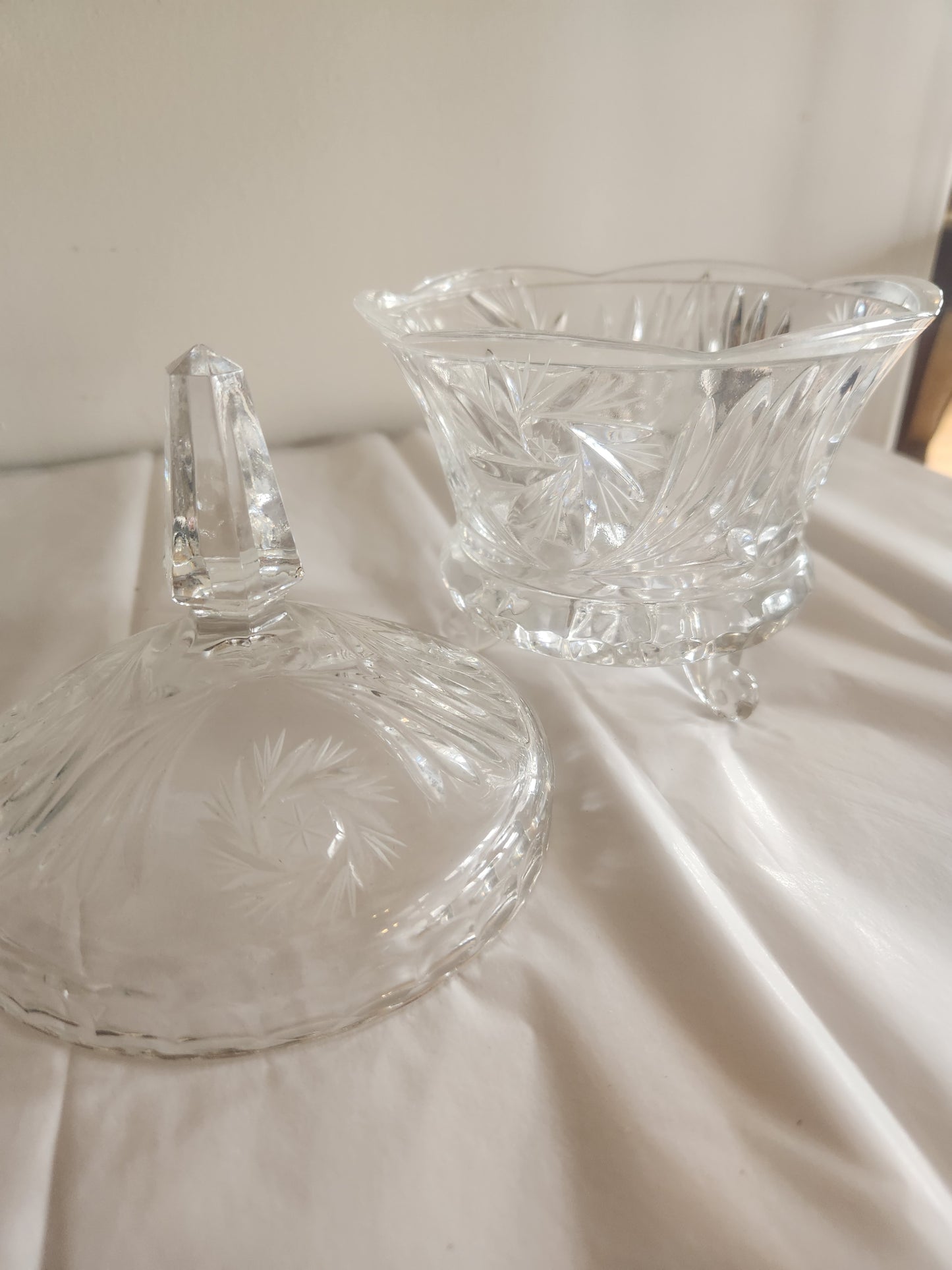 Footed Pinwheel Crystal Candy Dish