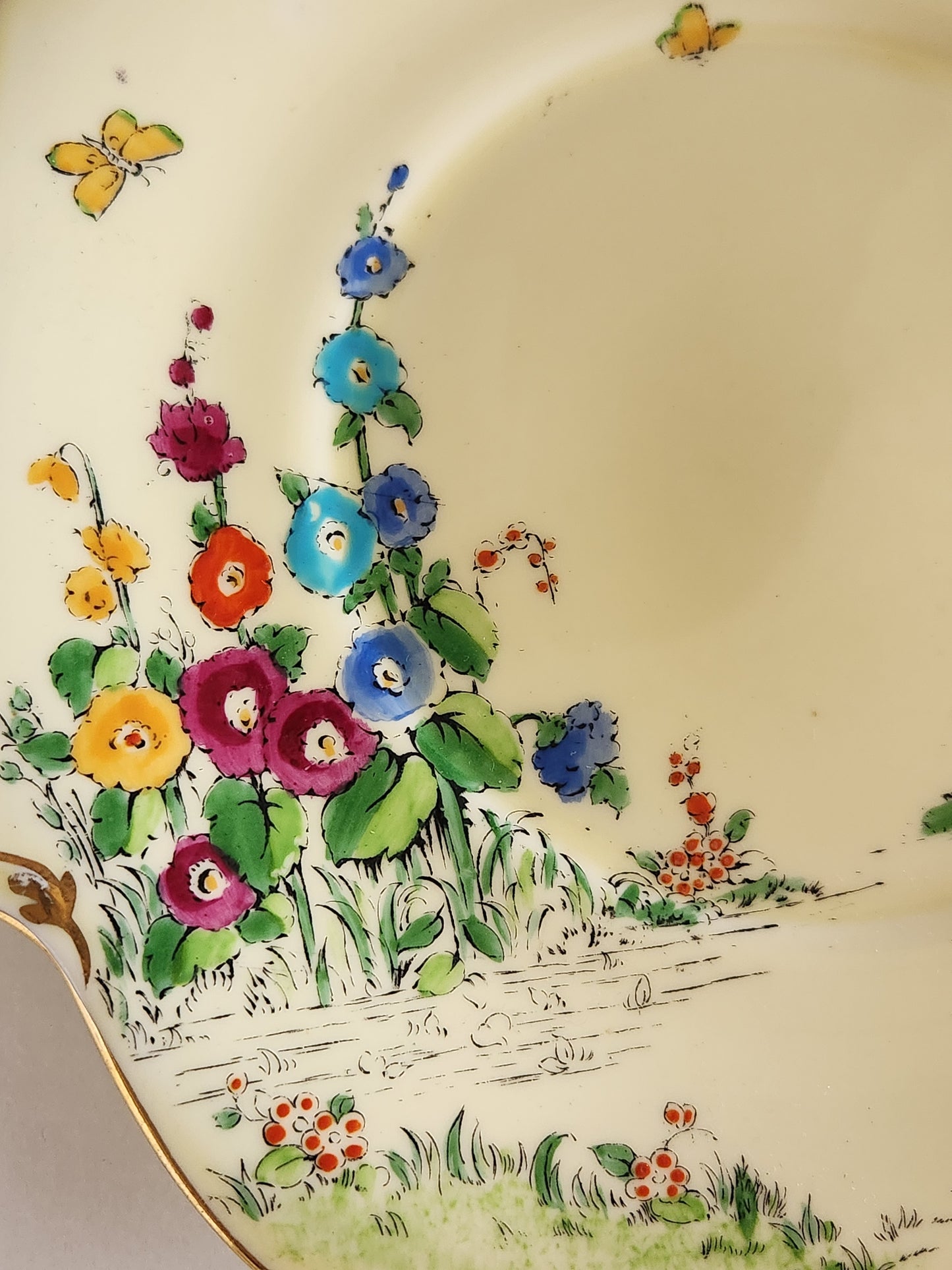 Staffordshire Crown Hollyhock Plate