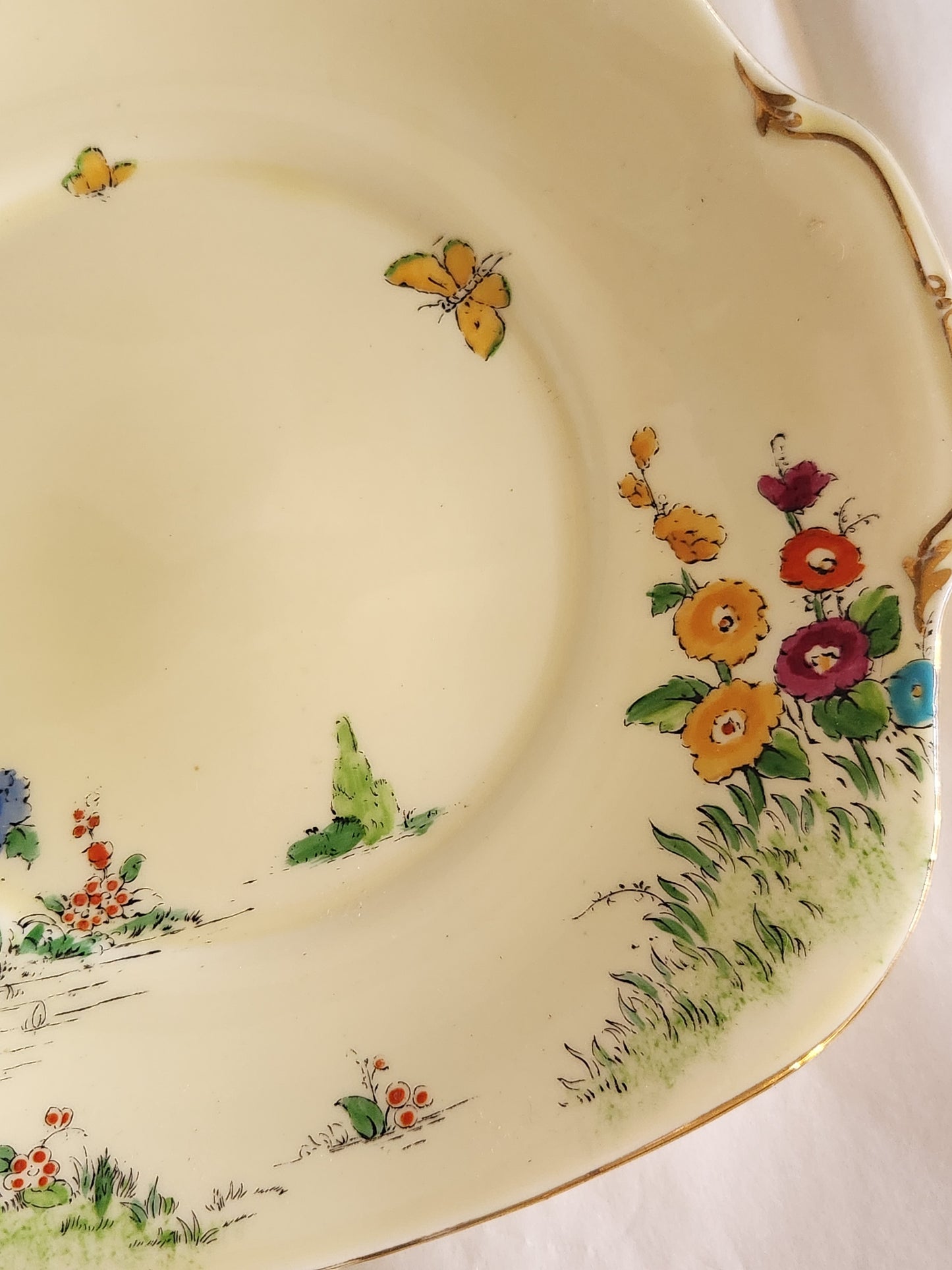 Staffordshire Crown Hollyhock Plate