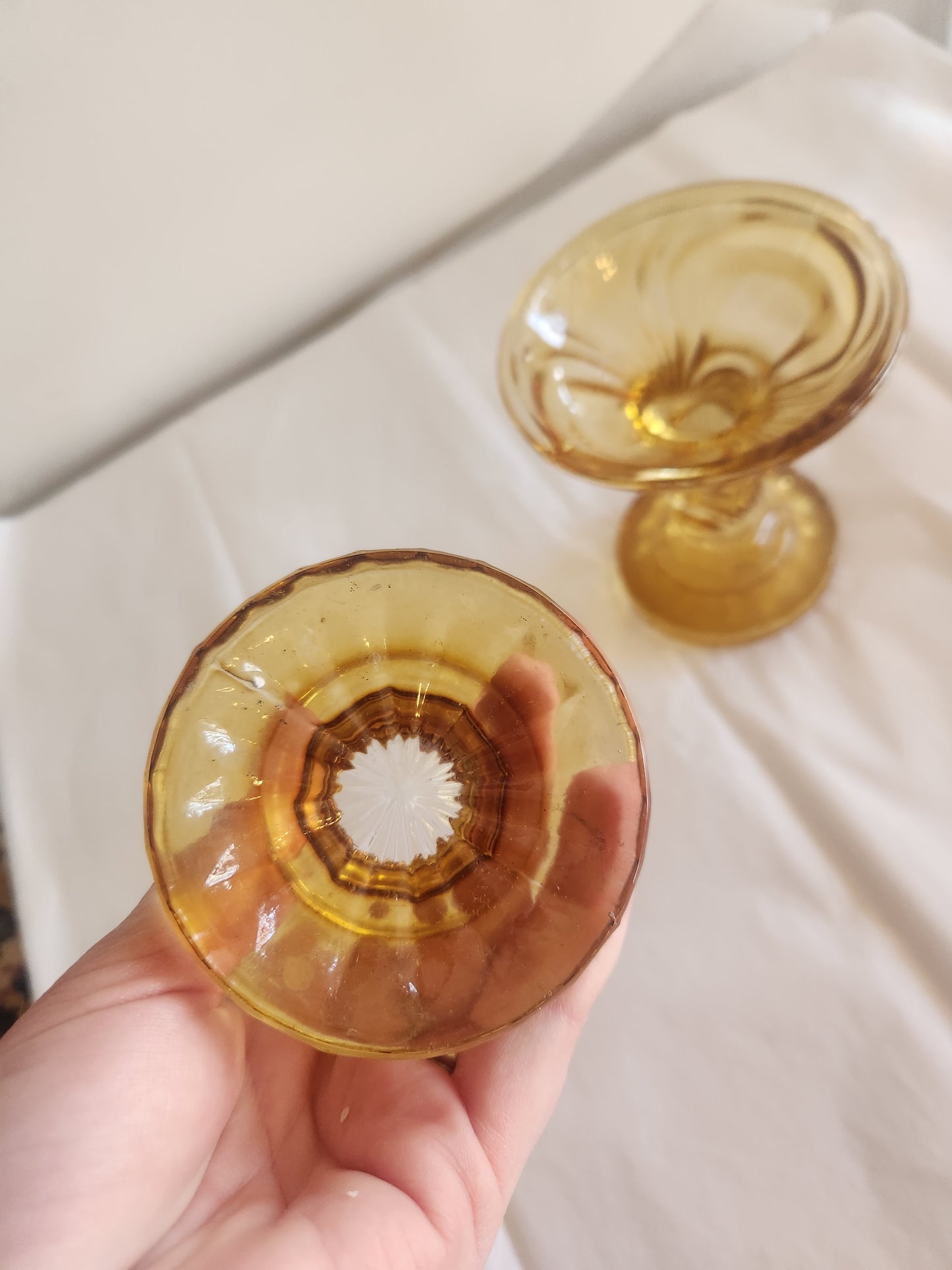 Amber Glass Candle Holders