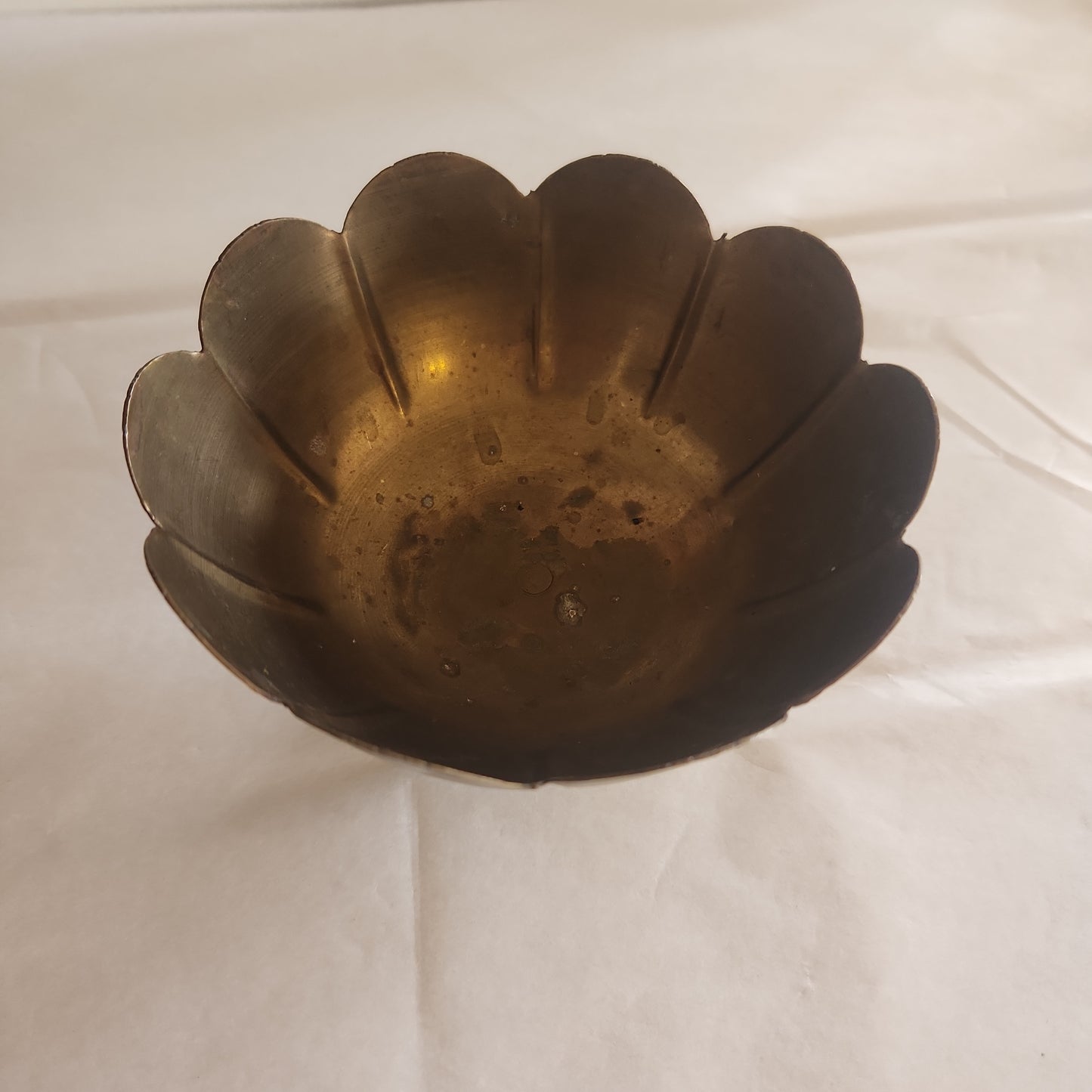 Scalloped Brass Pedestal Bowl