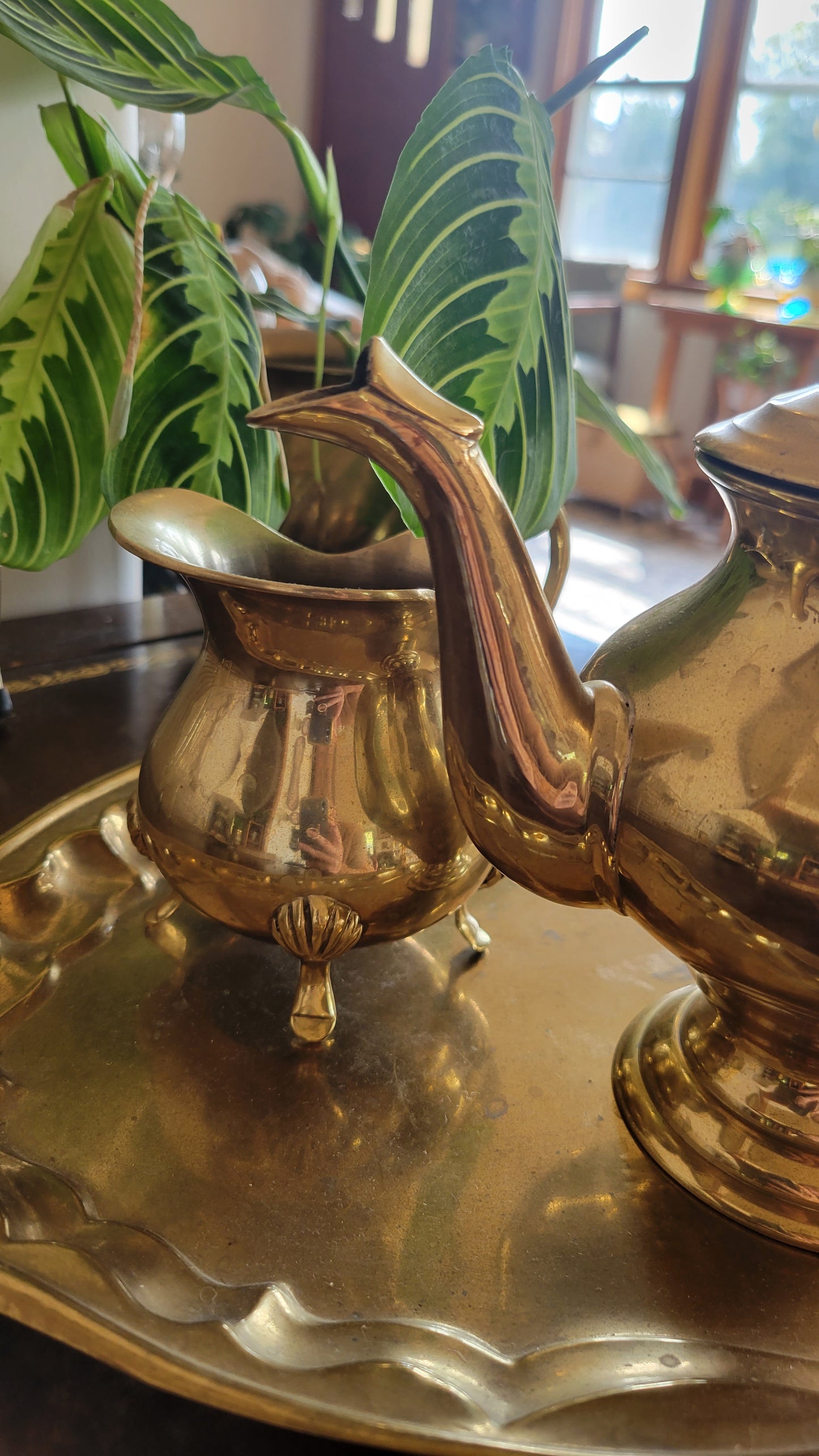 Brass Tea Set with tray