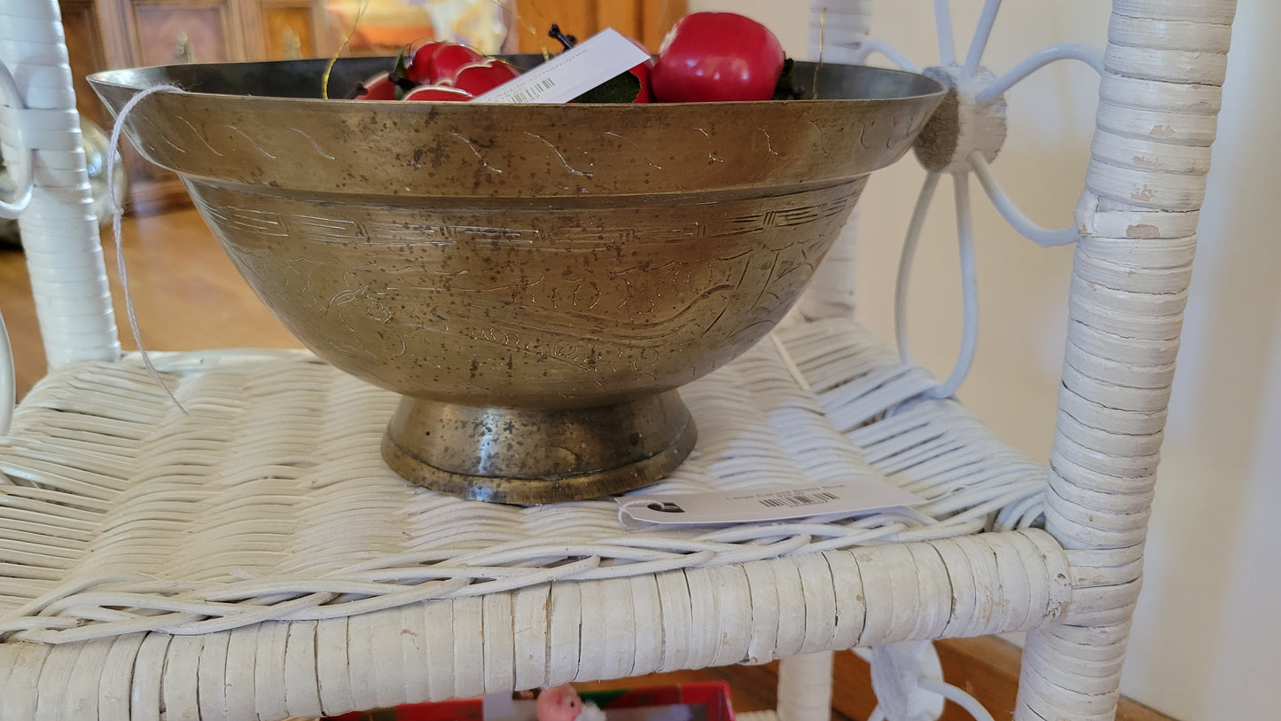 Large Carved Brass Bowl