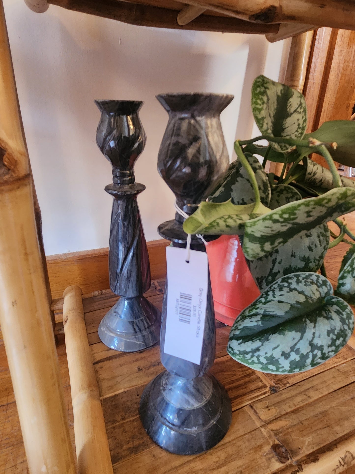 Grey Onyx Candle Sticks