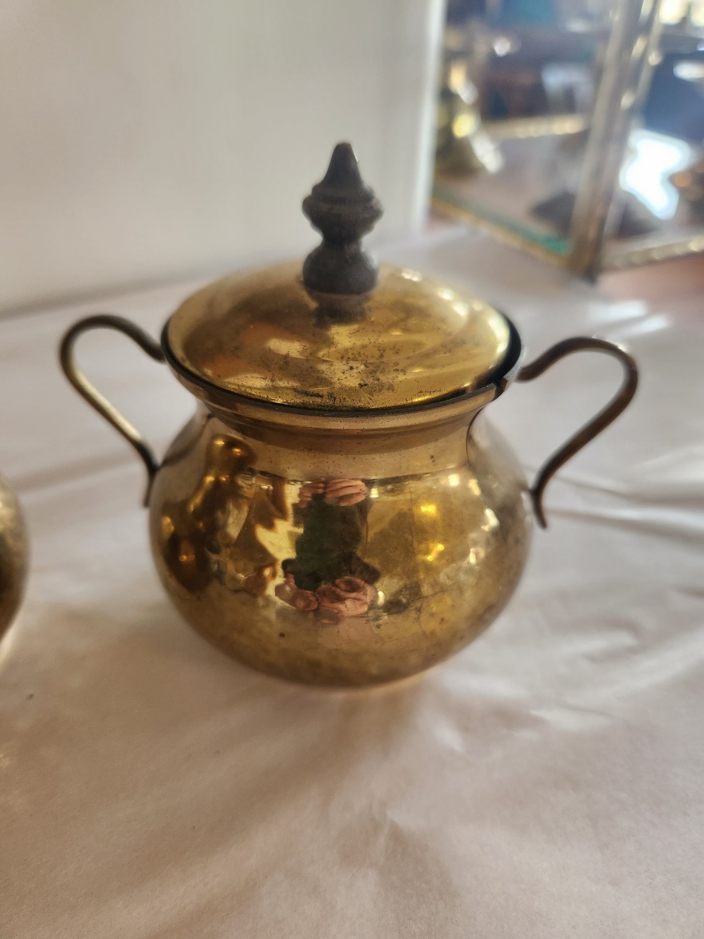 Hammered Brass Sugar/Creamer