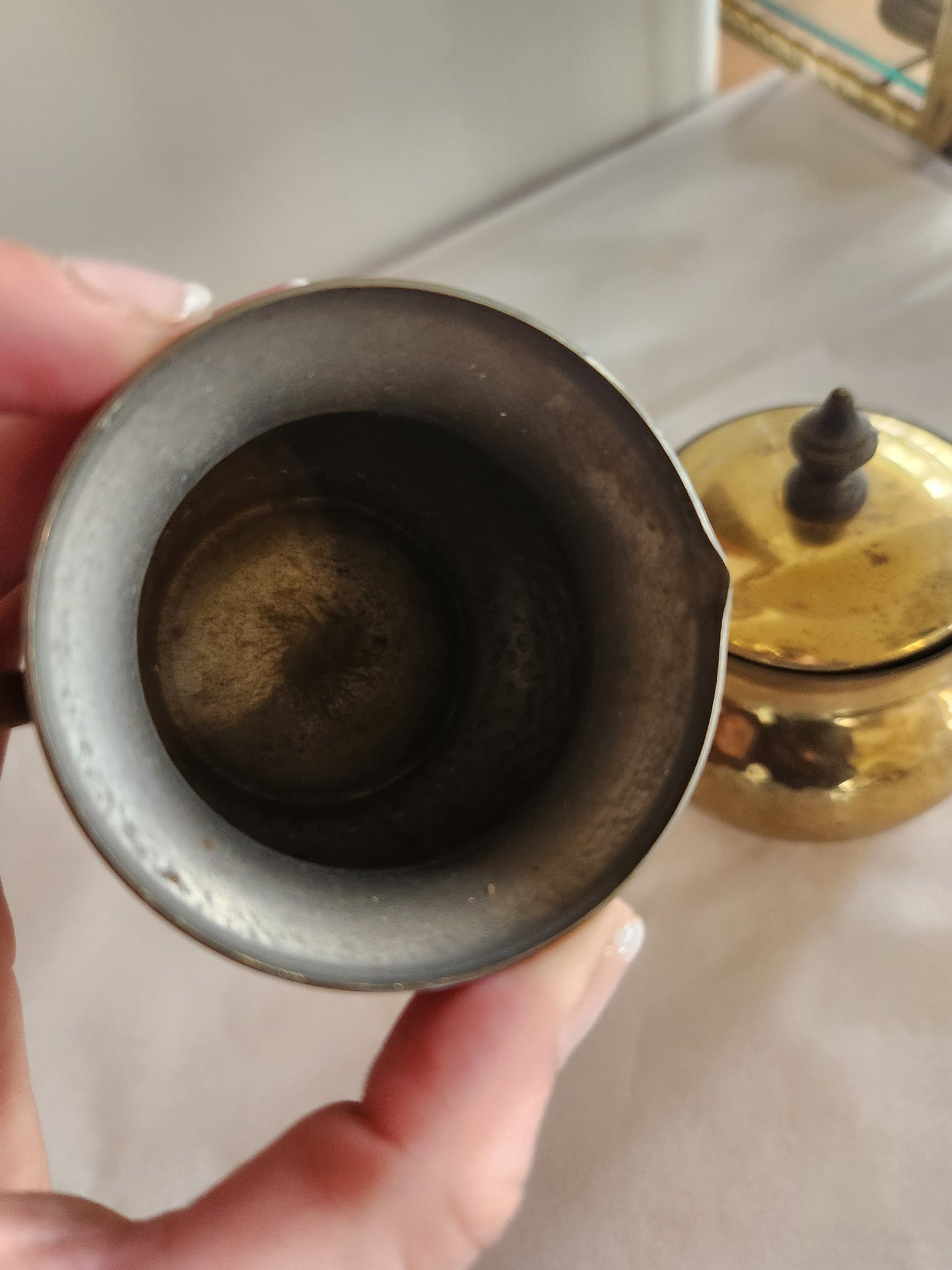 Hammered Brass Sugar/Creamer