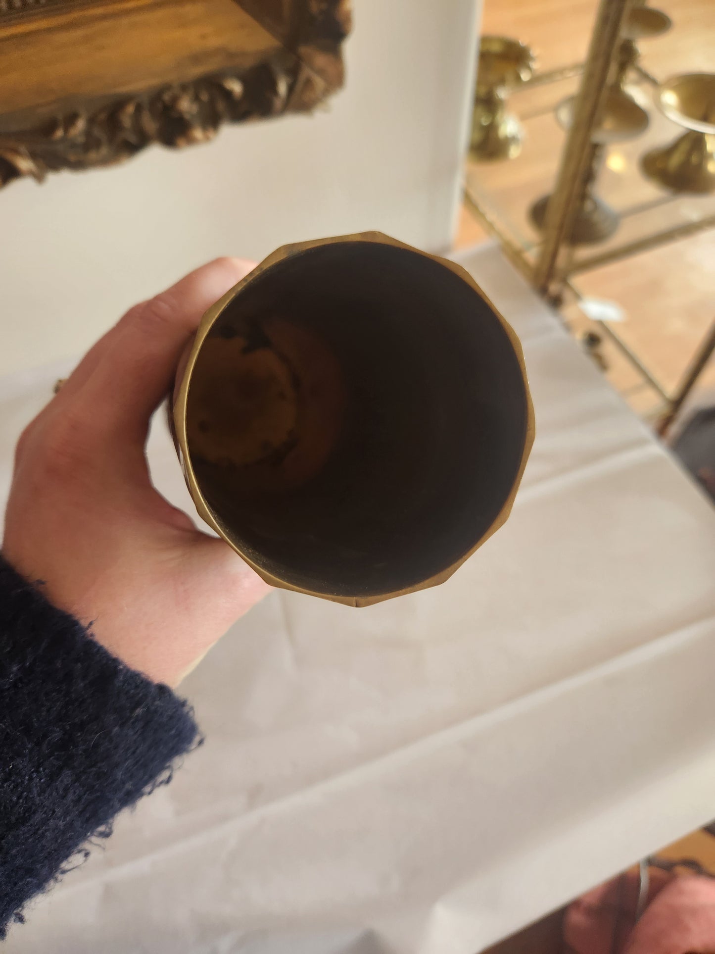 Tall Twisted Brass Vase