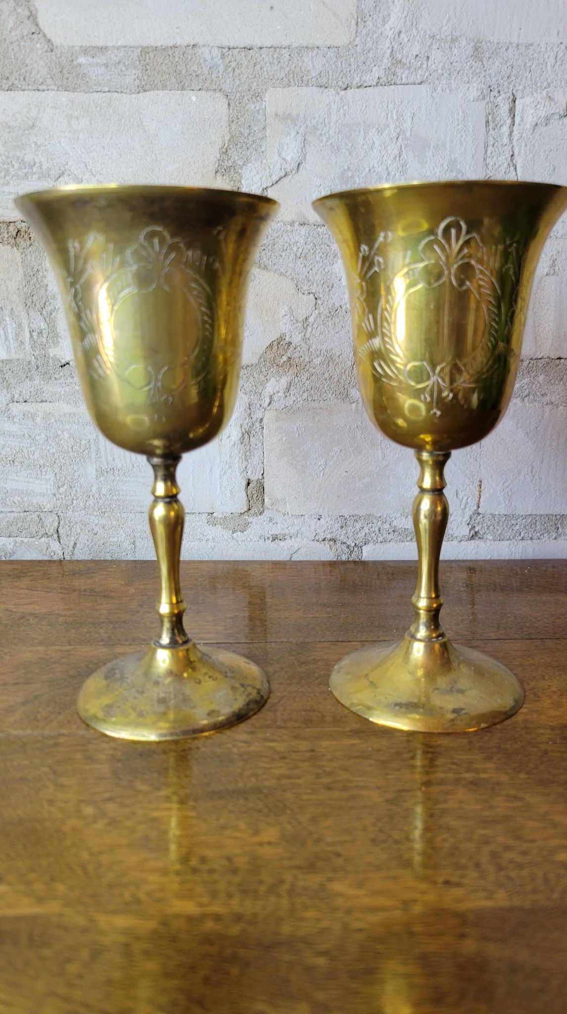 Vintage Brass Wine & Cordial Goblets - collectibles - by owner