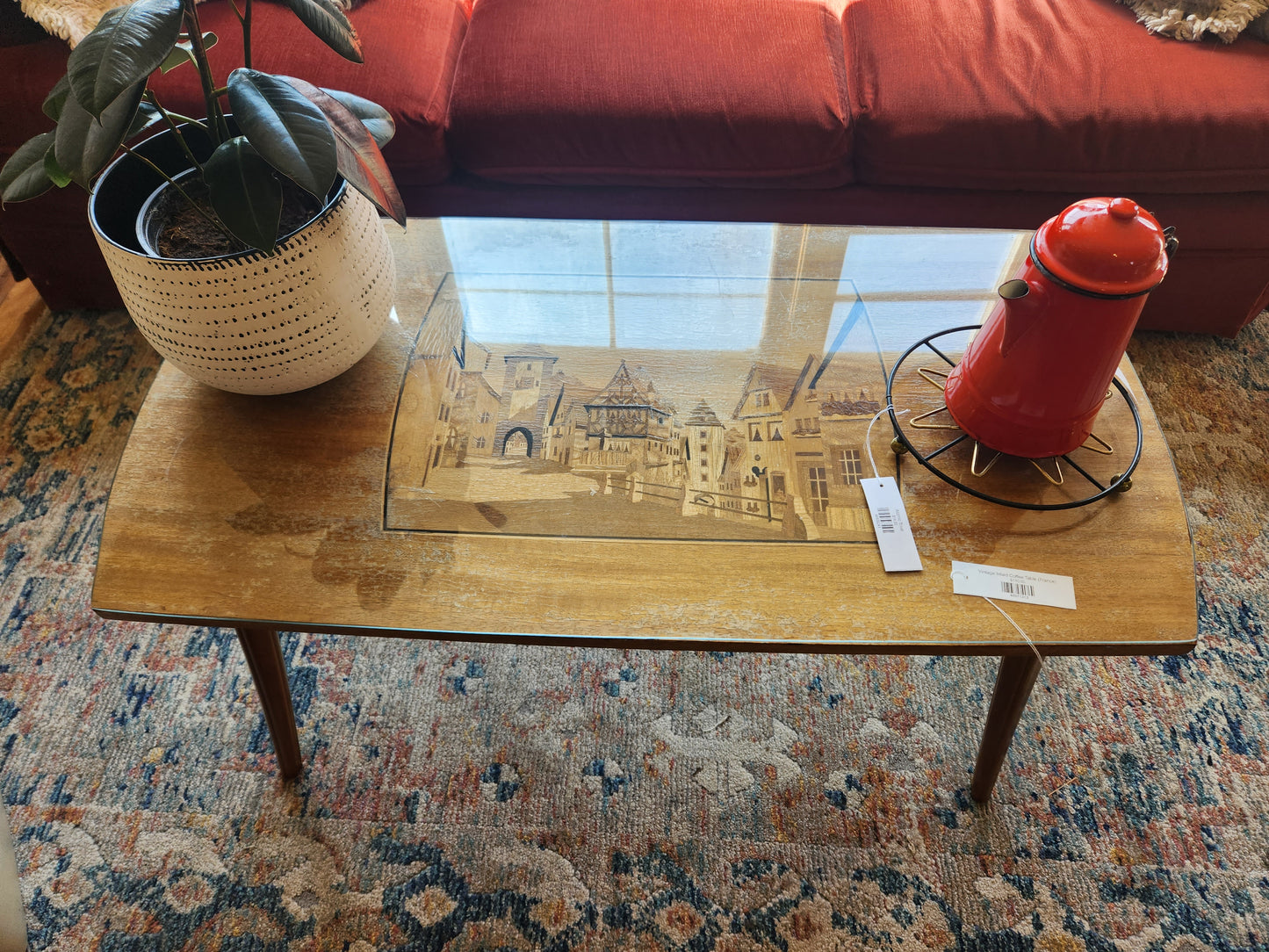 Vintage Inlaid Coffee Table (France)