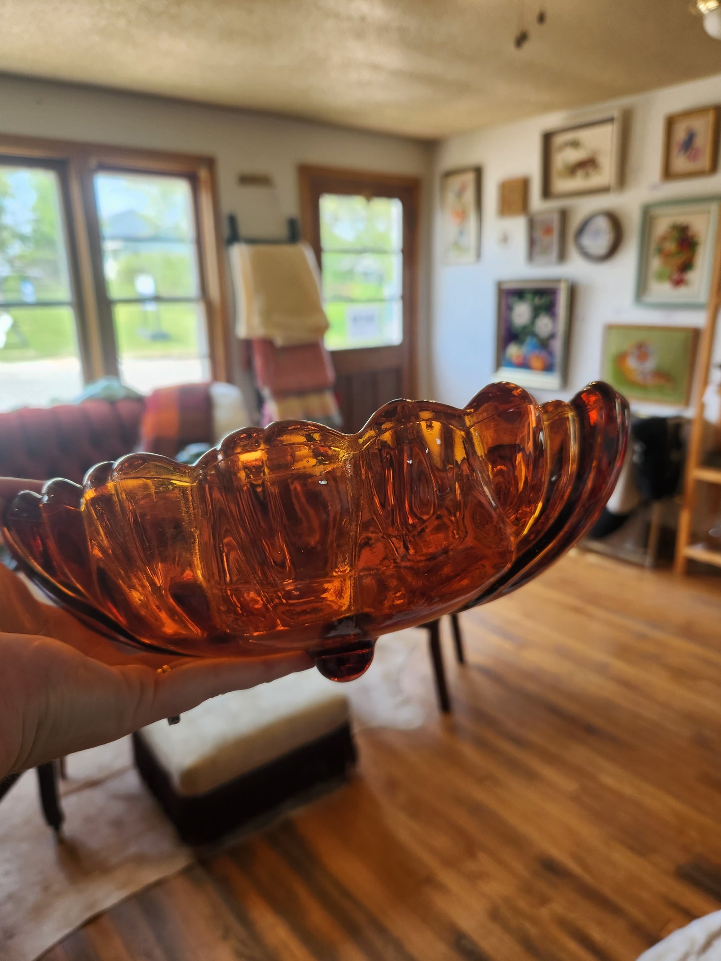 Amber Glass Sunflower Bowl
