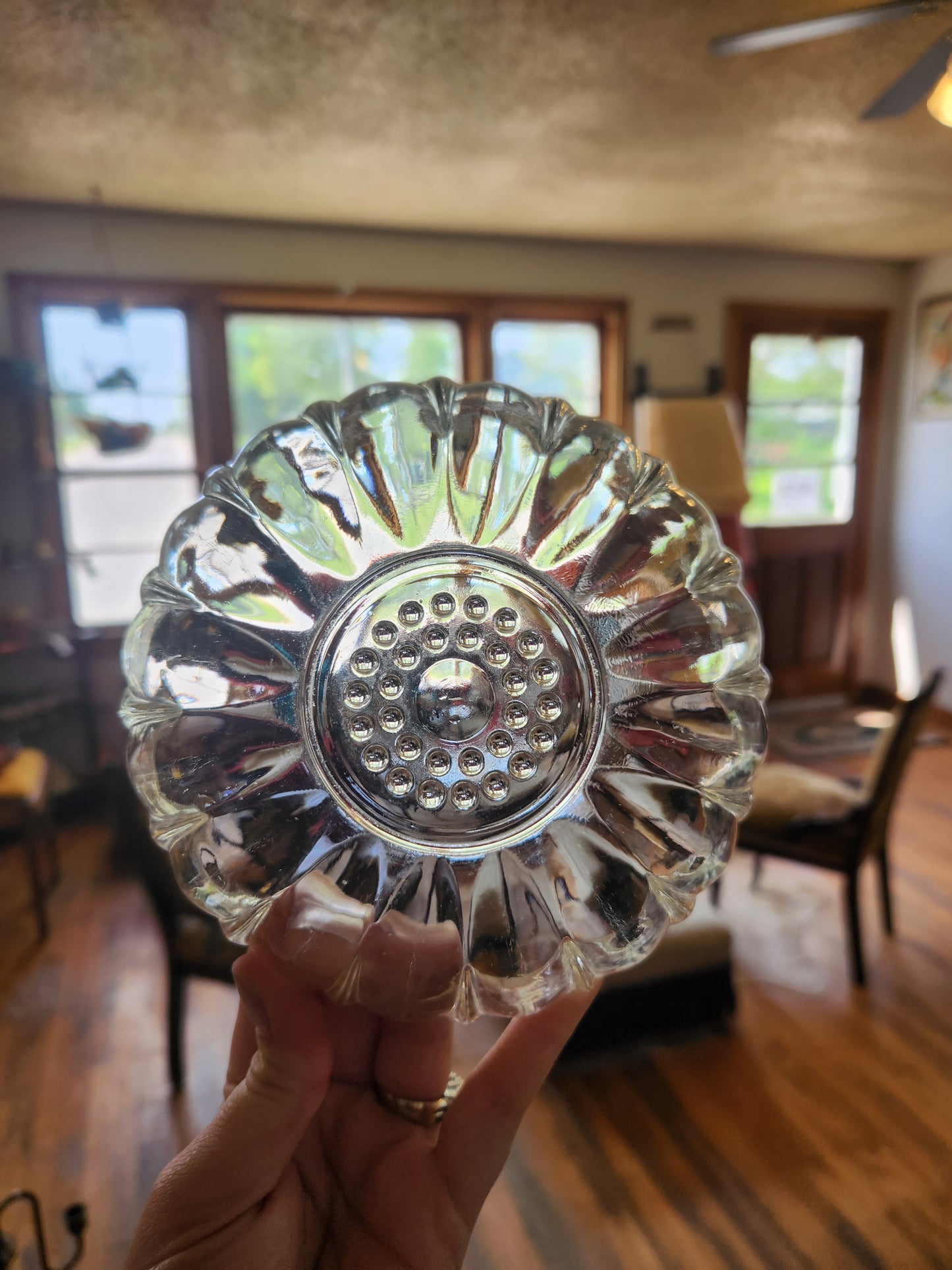 Clear Glass Flower Bowl