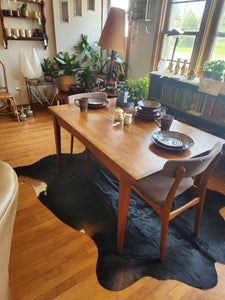Teak(?) Surfboard Extension Table/2 Chairs