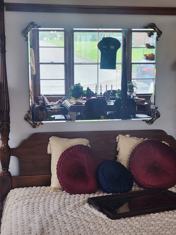 Large Brass Edge Scroll Mirror