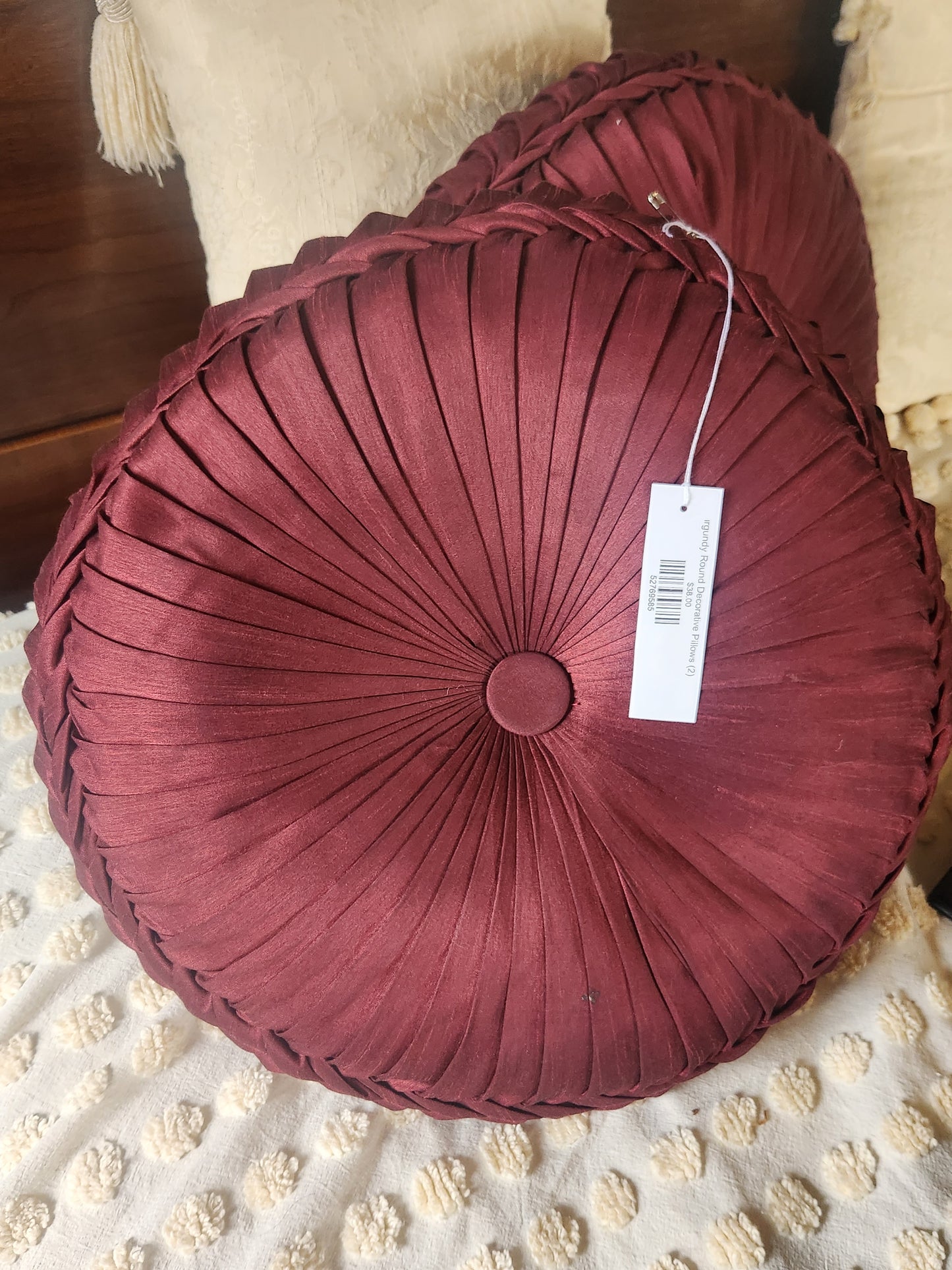 Burgundy Round Decorative Pillows (2)