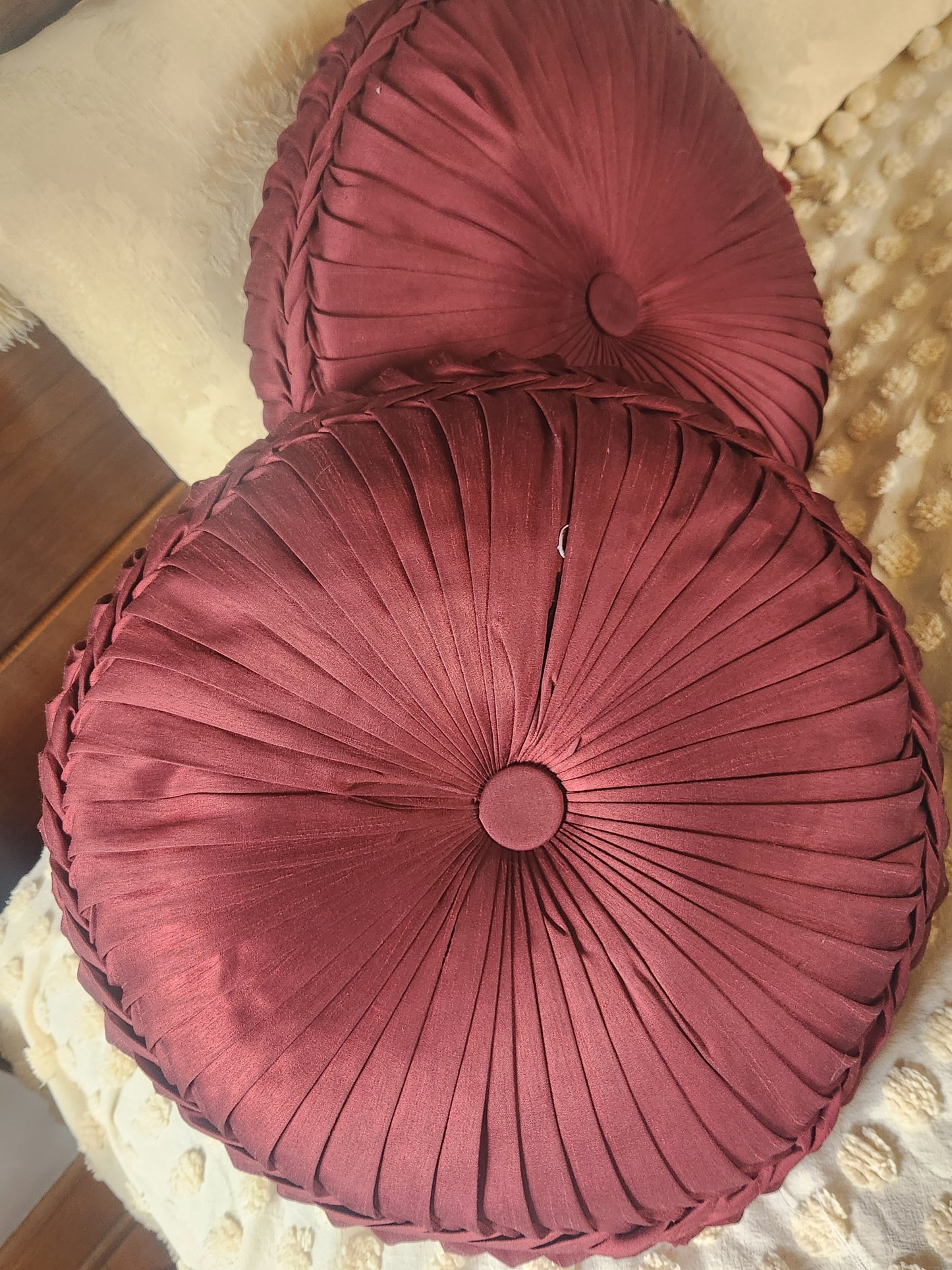 Burgundy Round Decorative Pillows (2)