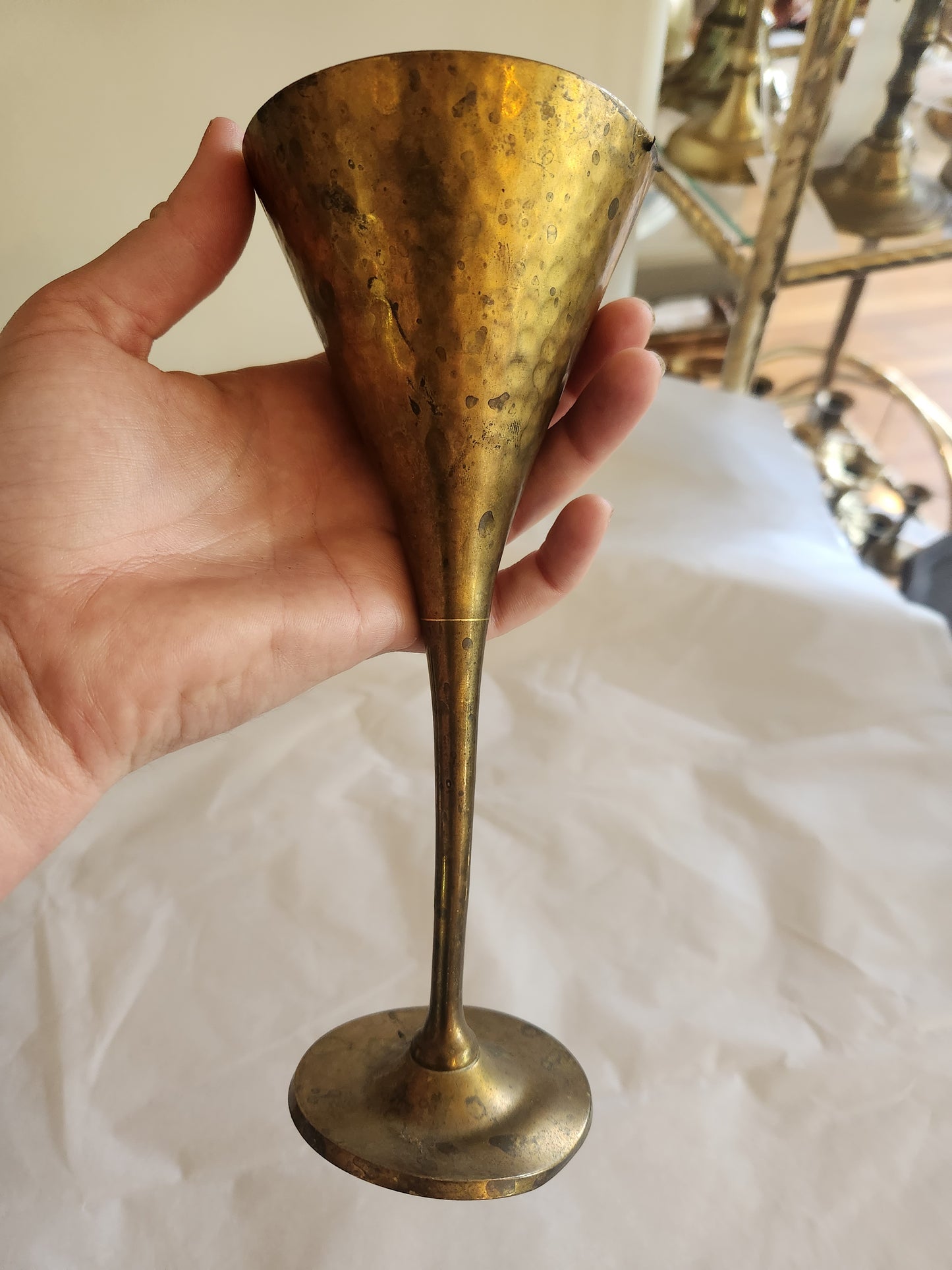 Hammered Brass Wine Flute