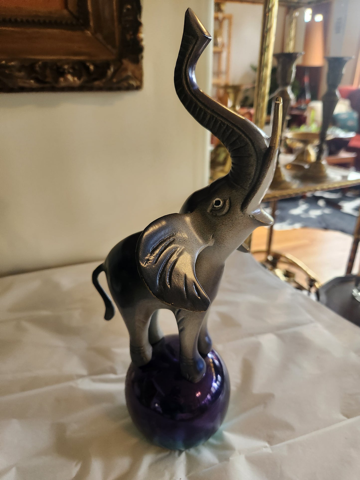 Painted Brass Circus Elephant