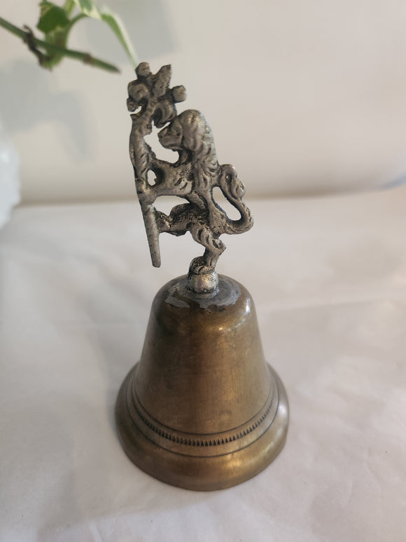 Brass Bell with Lion Figure